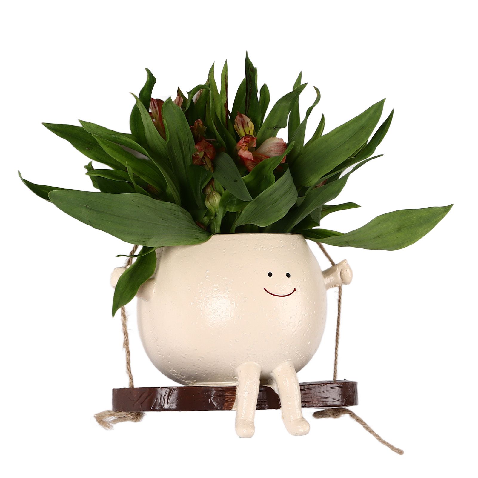 Swing Face Planter Resin Wall Hanging Head Planter Smiling Face Succulent view 10