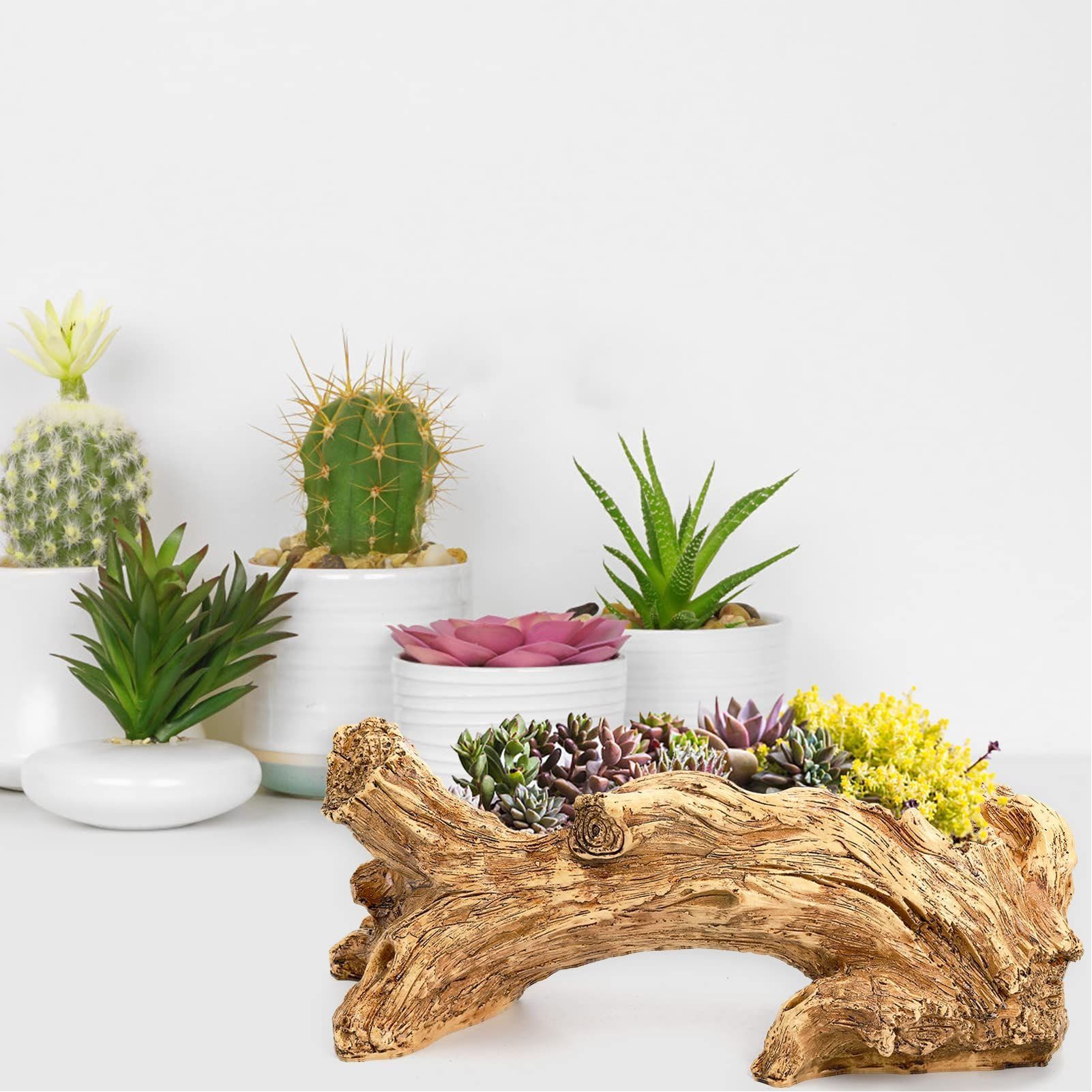 Artificial Driftwood Planter Resin Succulent Planter Vintage Tree Root Stump view 11
