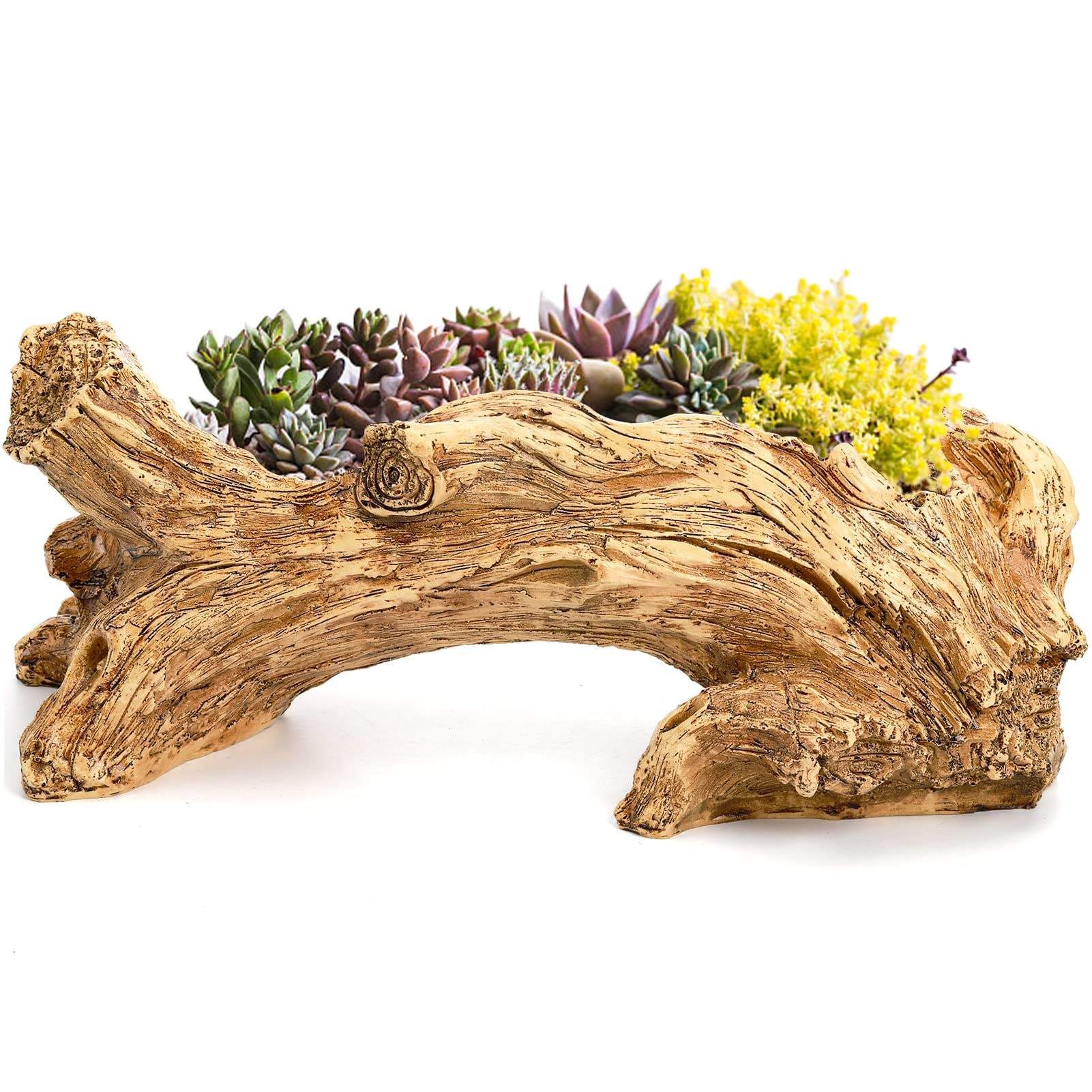 Artificial Driftwood Planter Resin Succulent Planter Vintage Tree Root Stump view 15