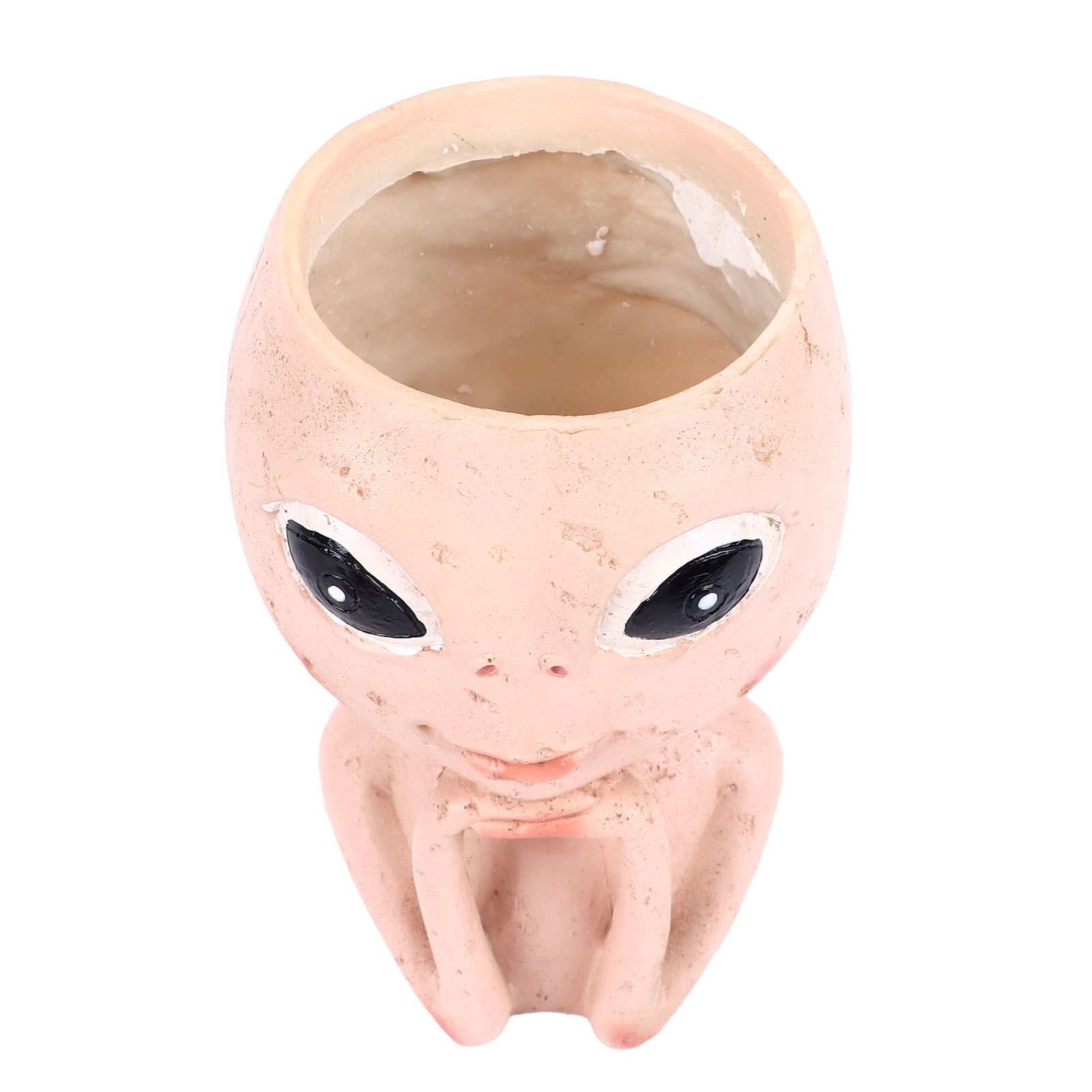 Head Planter Resin Unique Succulent Flower Pot Open Eyed Alien Face Planter view 6