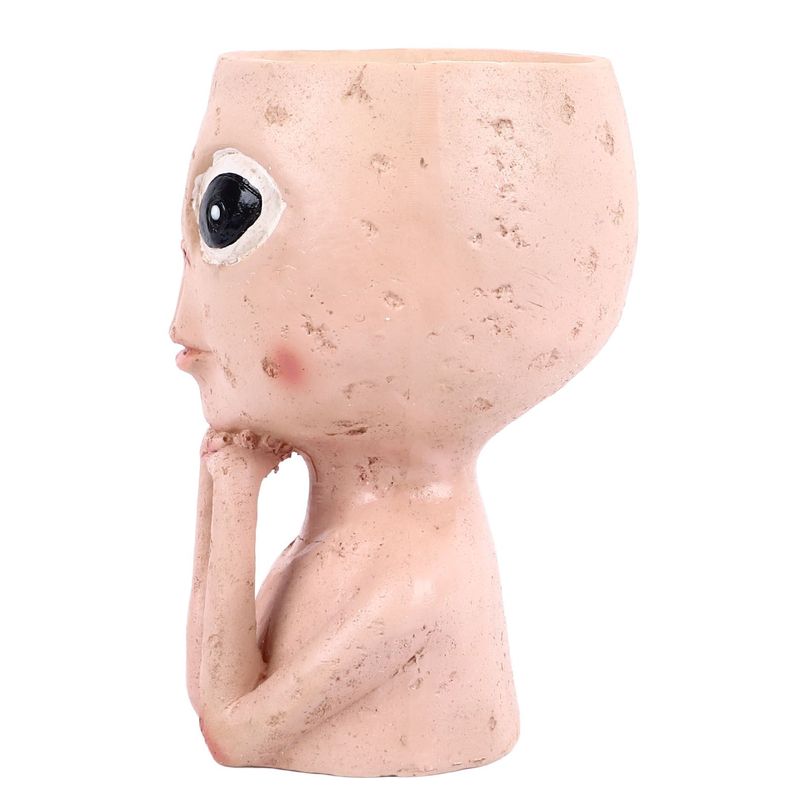 Head Planter Resin Unique Succulent Flower Pot Open Eyed Alien Face Planter view 7