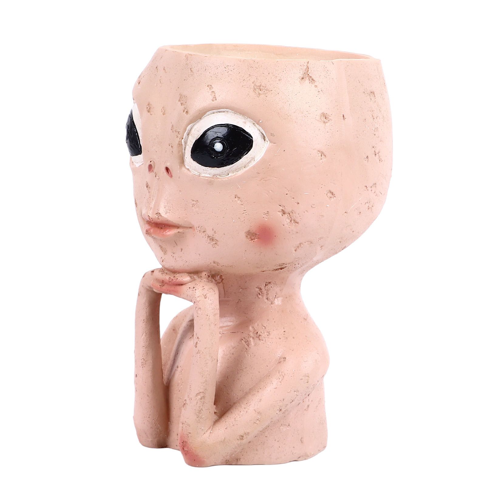 Head Planter Resin Unique Succulent Flower Pot Open Eyed Alien Face Planter view 8