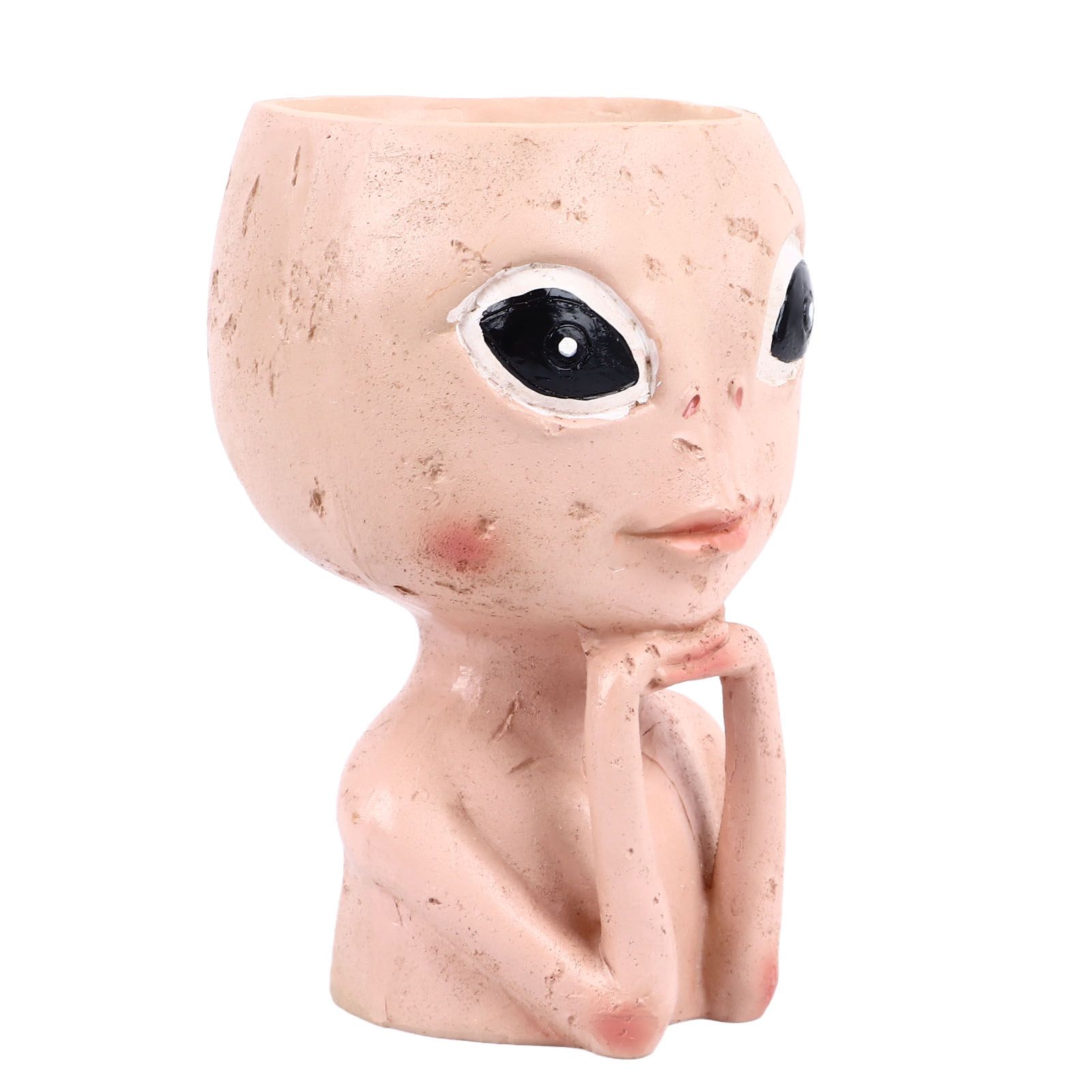 Head Planter Resin Unique Succulent Flower Pot Open Eyed Alien Face Planter view 9