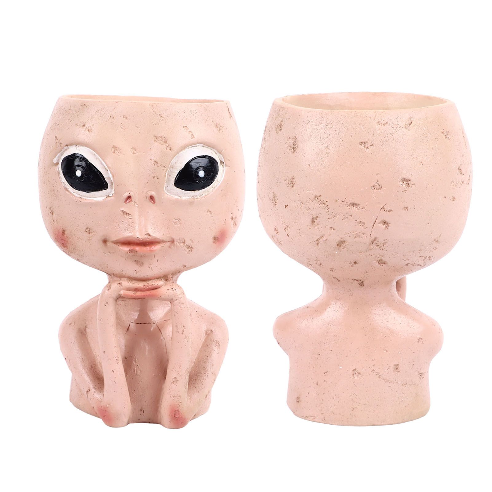 Head Planter Resin Unique Succulent Flower Pot Open Eyed Alien Face Planter view 10