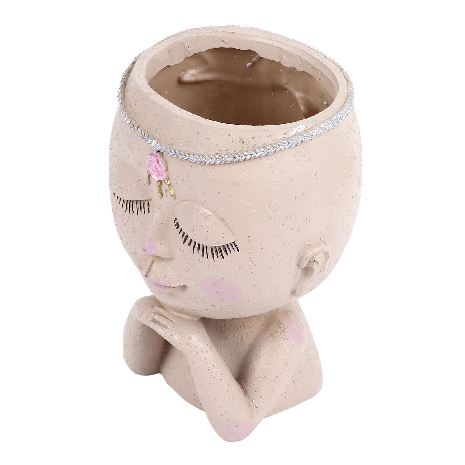 Face Flower Pot Head Planter Pot Succulent Planter Cute Resin Cactus Planter view 4