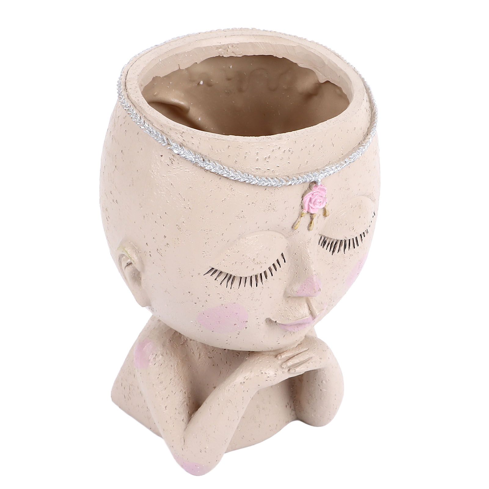 Face Flower Pot Head Planter Pot Succulent Planter Cute Resin Cactus Planter view 5