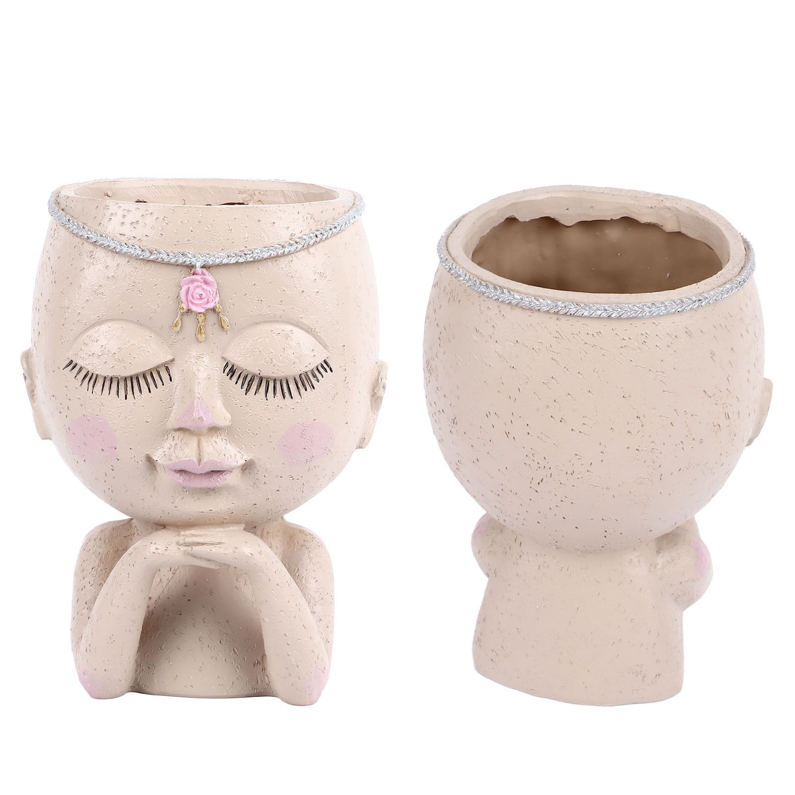 Face Flower Pot Head Planter Pot Succulent Planter Cute Resin Cactus Planter view 10