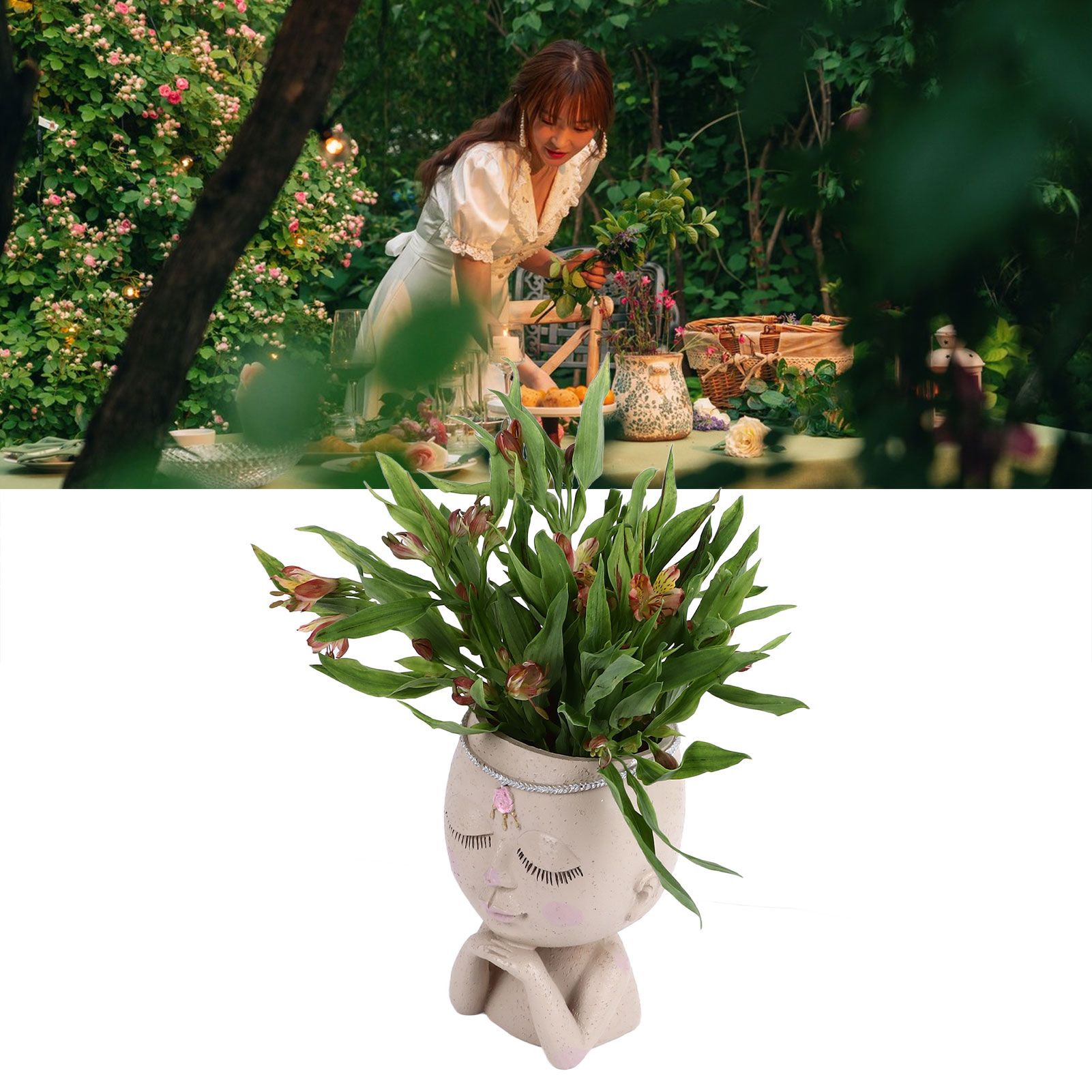 Face Flower Pot Head Planter Pot Succulent Planter Cute Resin Cactus Planter view 11