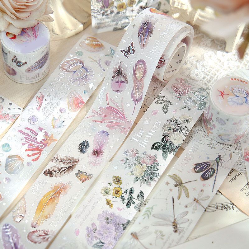 Decorative Tapes Strong Adhesion Silver Feather Plants Versatile Hand Account view 5