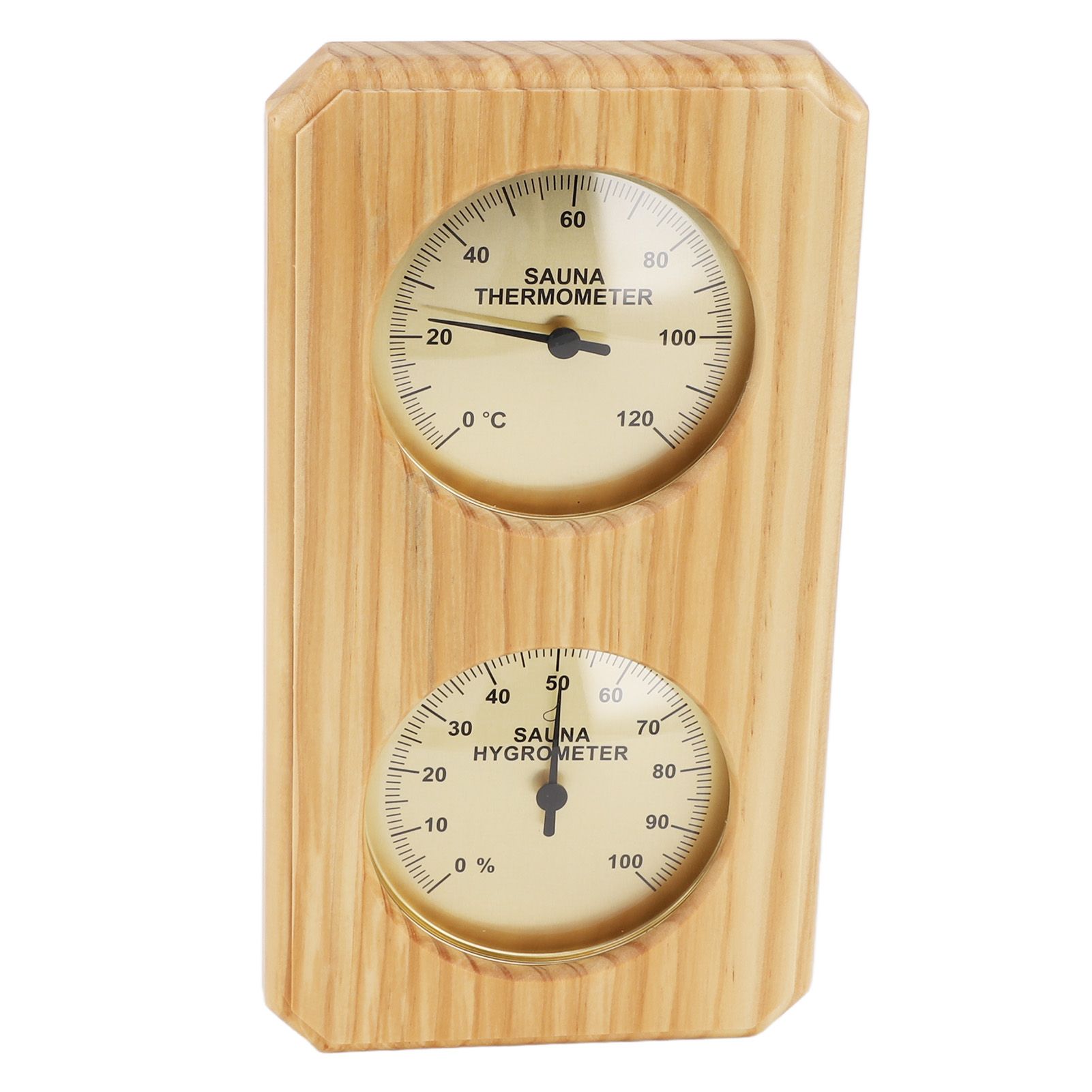 Wooden Sauna Hygrothermograph Golden Plate 0 to 120 Celsius 0 to 100 Humidity view 2