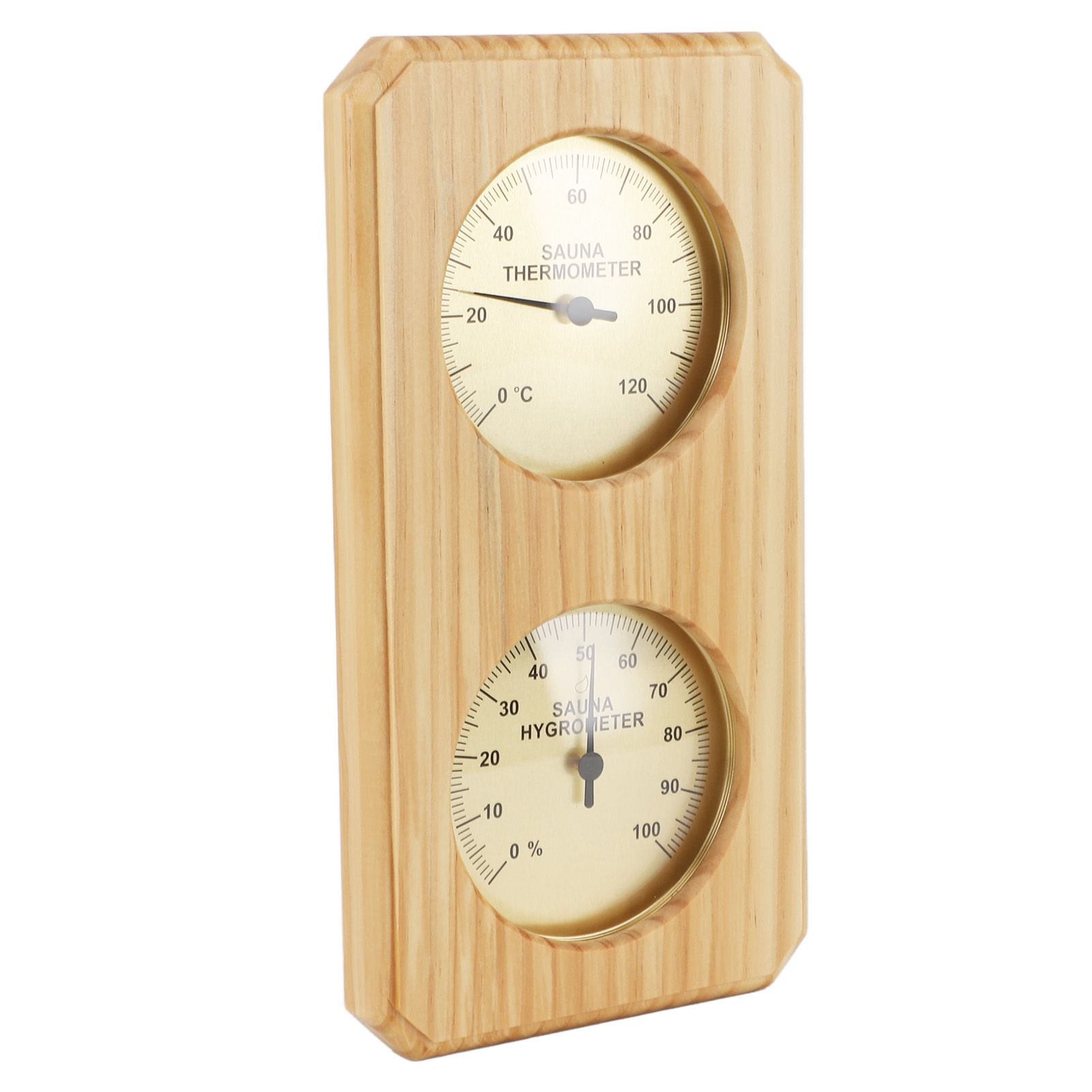 Wooden Sauna Hygrothermograph Golden Plate 0 to 120 Celsius 0 to 100 Humidity view 3