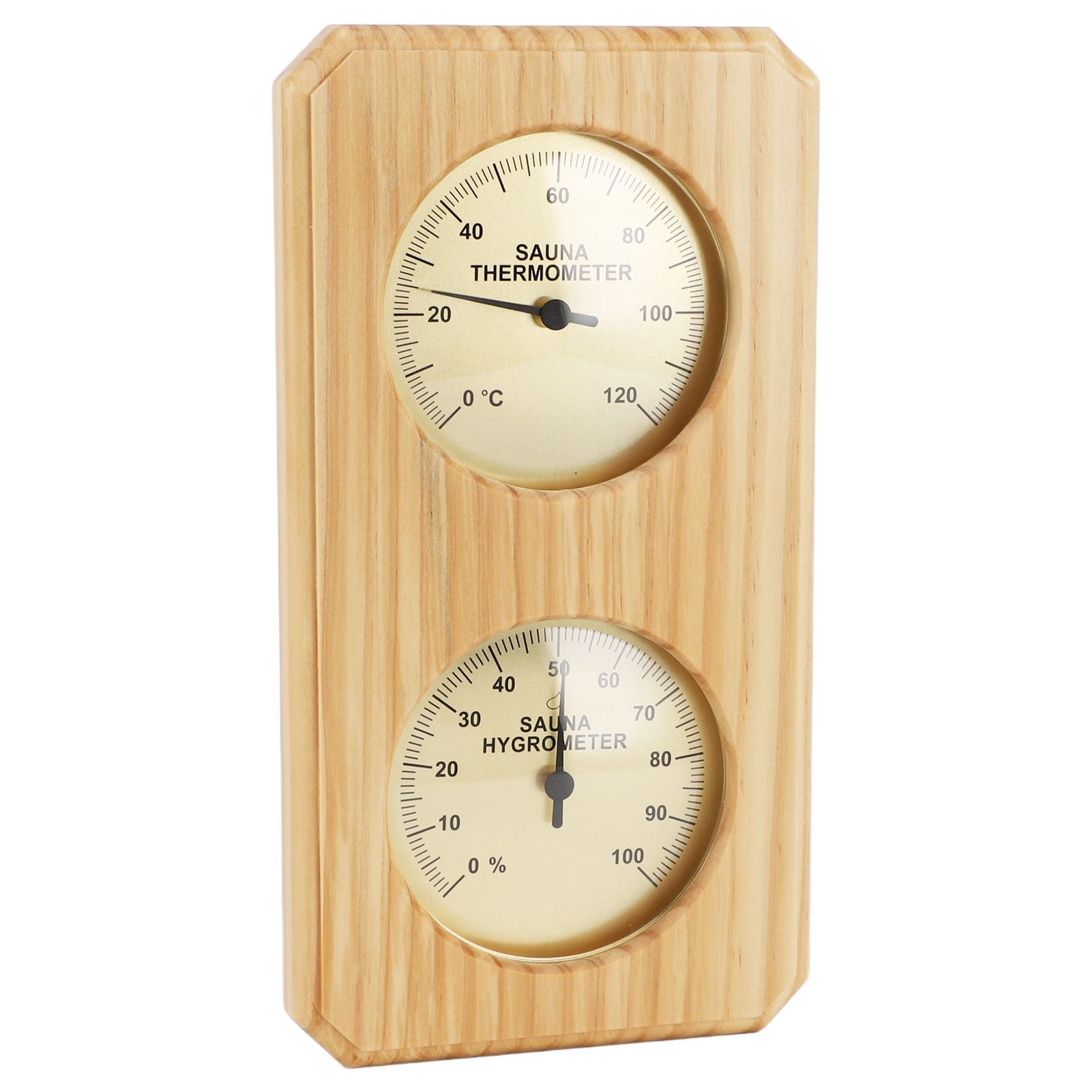 Wooden Sauna Hygrothermograph Golden Plate 0 to 120 Celsius 0 to 100 Humidity view 4