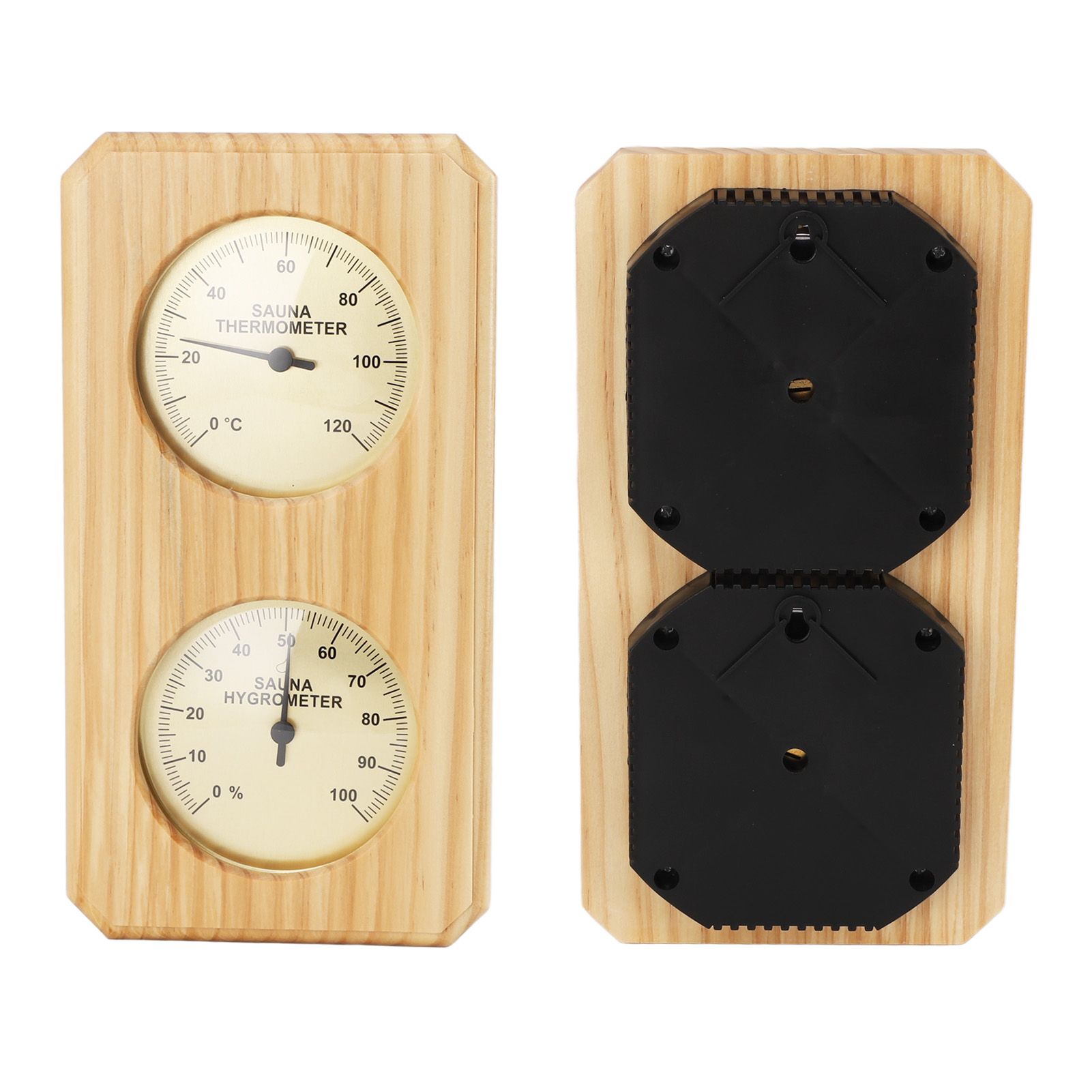 Wooden Sauna Hygrothermograph Golden Plate 0 to 120 Celsius 0 to 100 Humidity view 10