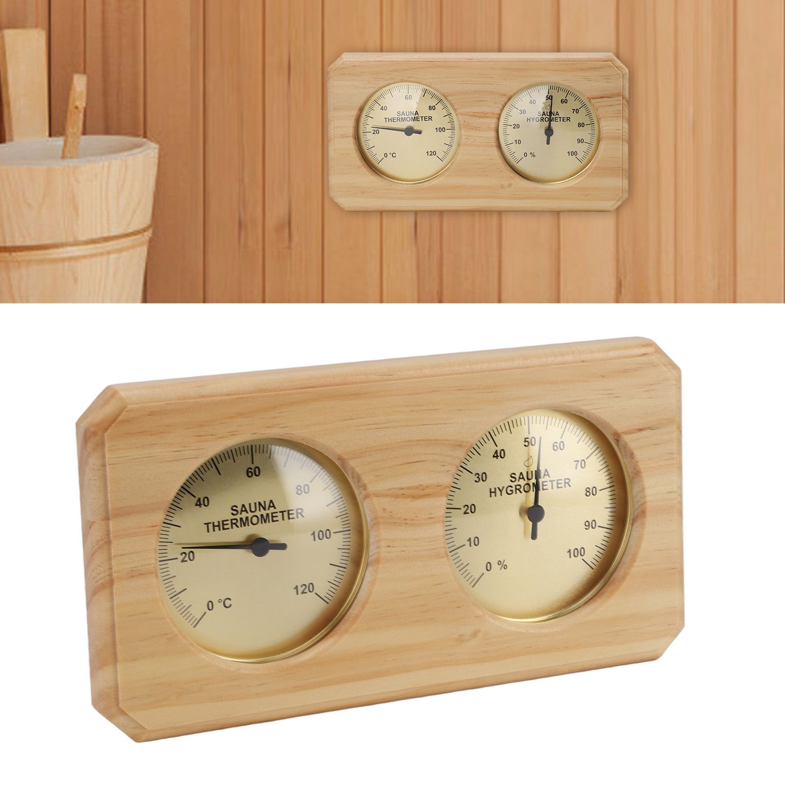 Wooden Sauna Thermometer Hygrometer 2 in 1 Humidity Temperature Measurement view 11