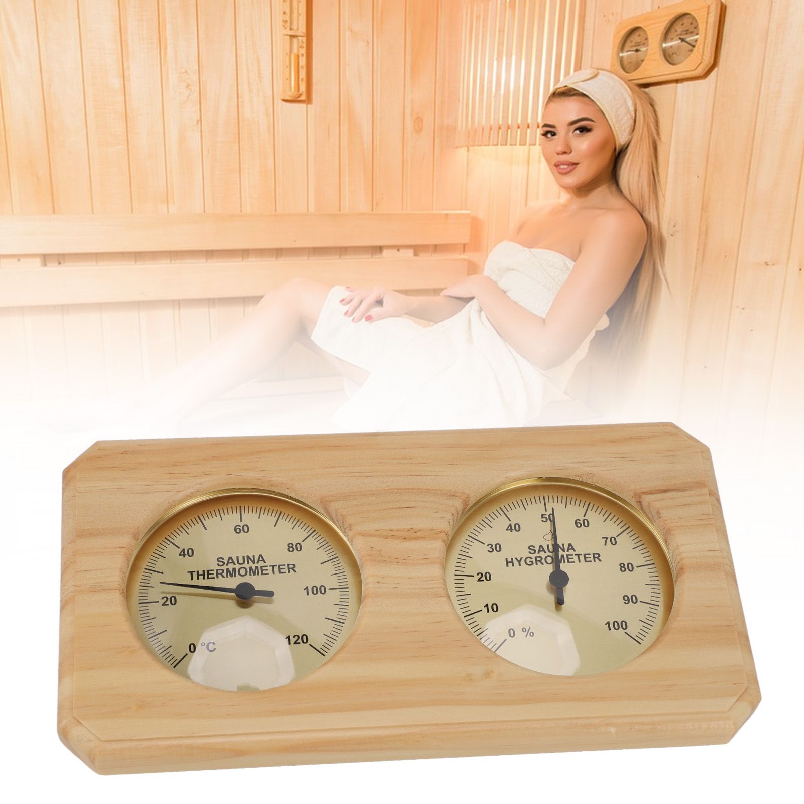 Wooden Sauna Thermometer Hygrometer 2 in 1 Humidity Temperature Measurement view 12