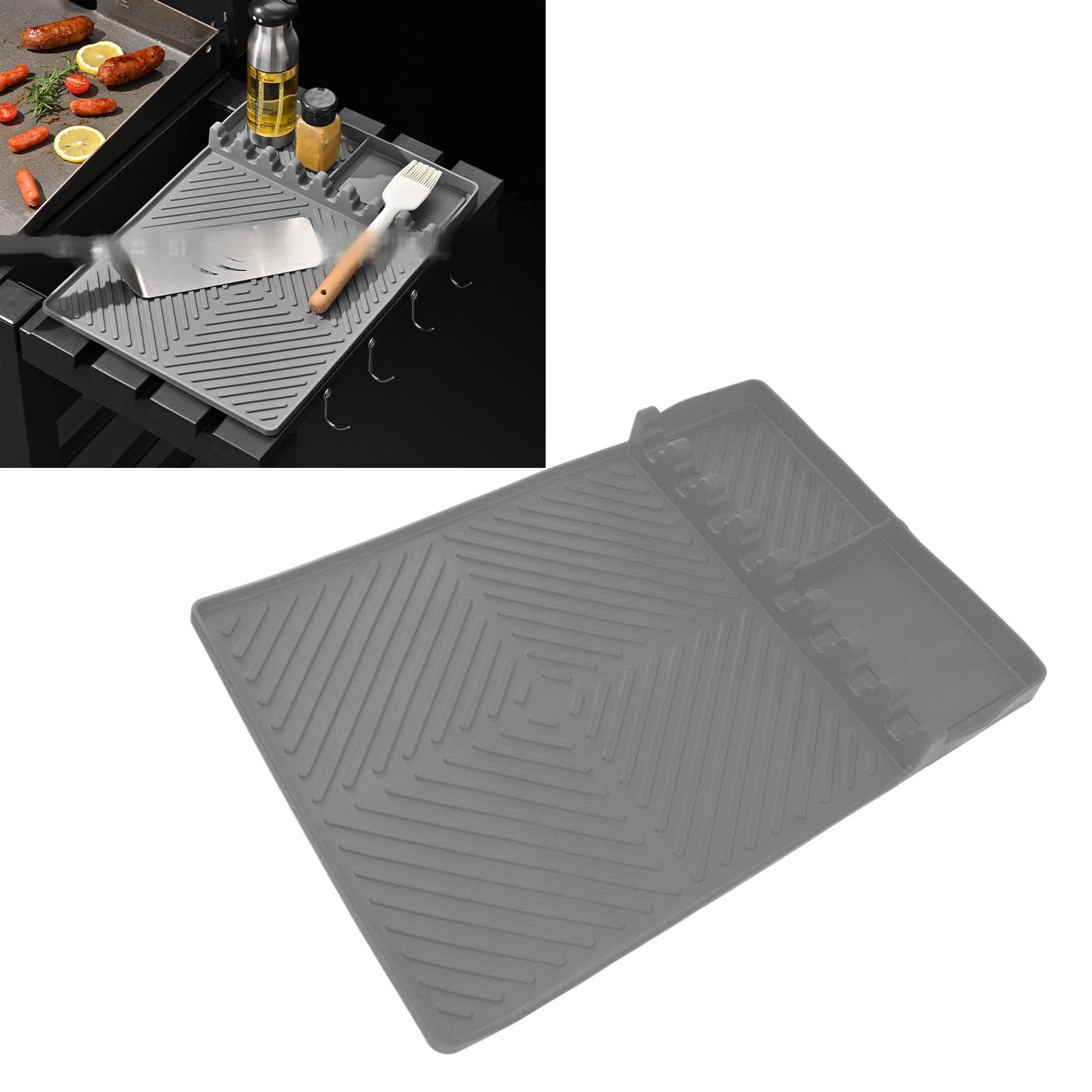 Grill Tools Mat Silicone 8 Slots 16x11.5in Anti Slip Heat Resistant Easy to view 12