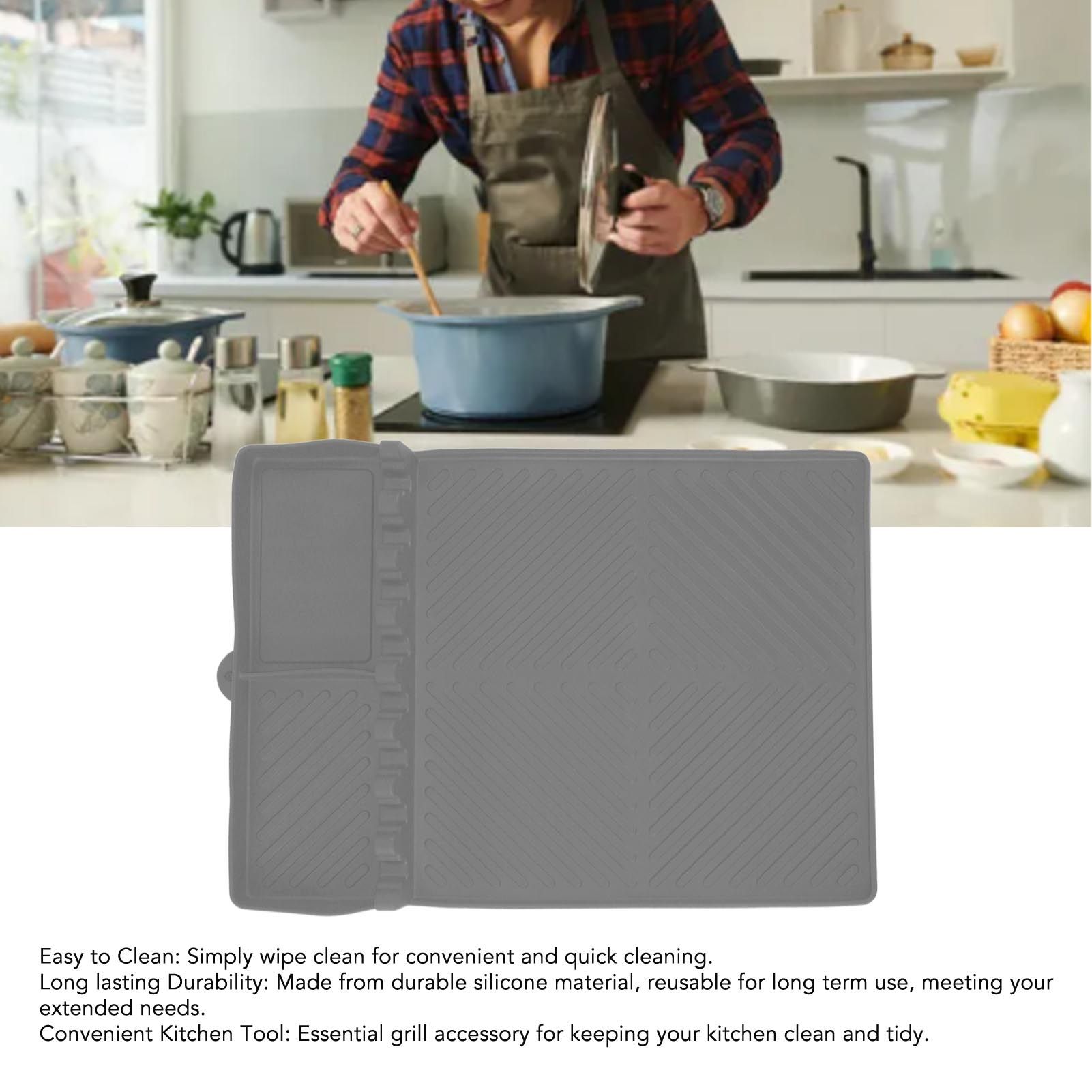 Grill Tools Mat Silicone 8 Slots 16x11.5in Anti Slip Heat Resistant Easy to view 13