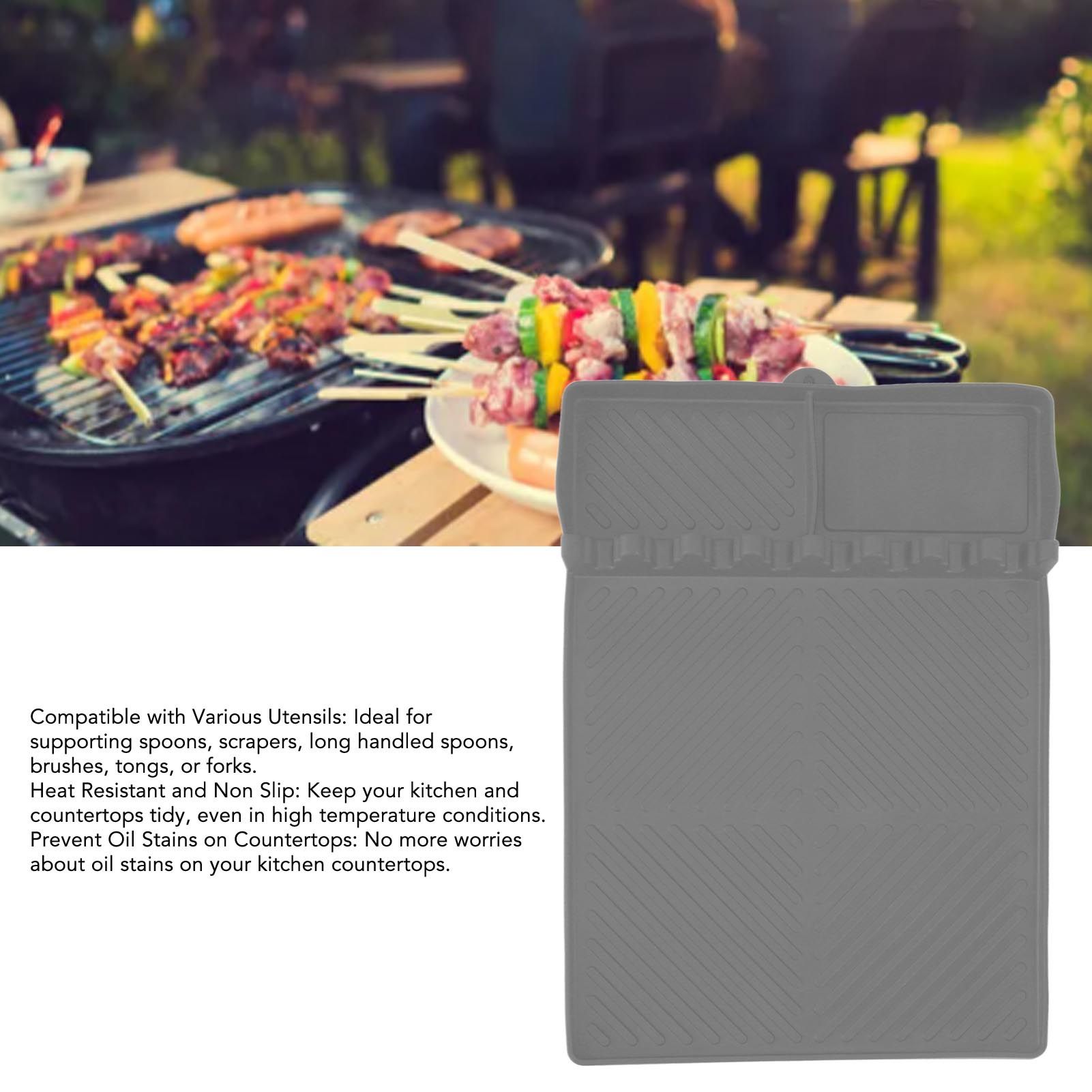 Grill Tools Mat Silicone 8 Slots 16x11.5in Anti Slip Heat Resistant Easy to view 14