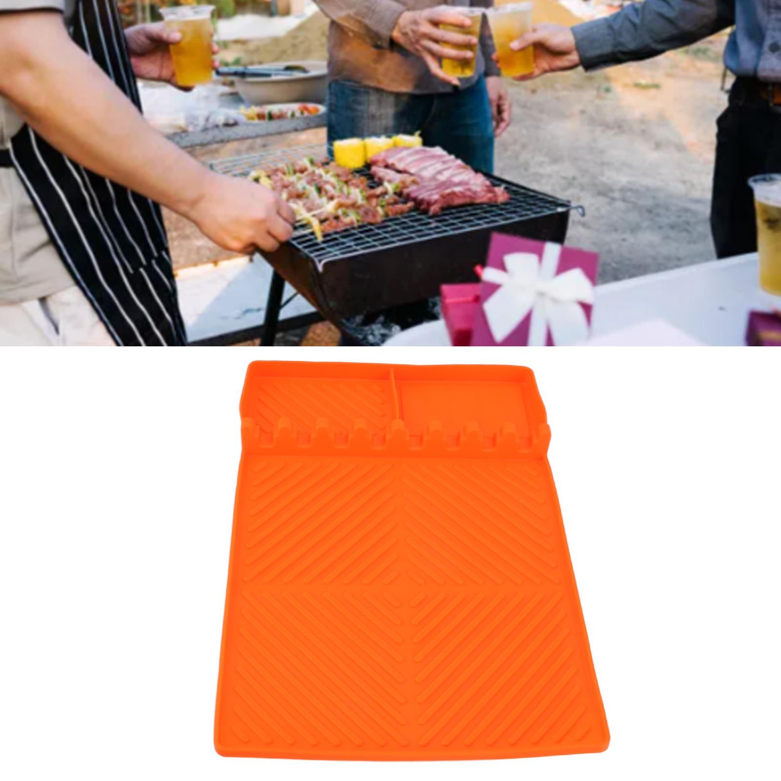 Grill Tools Mat Silicone 8 Slots 16x11.5in Anti Slip Heat Resistant Easy to view 11