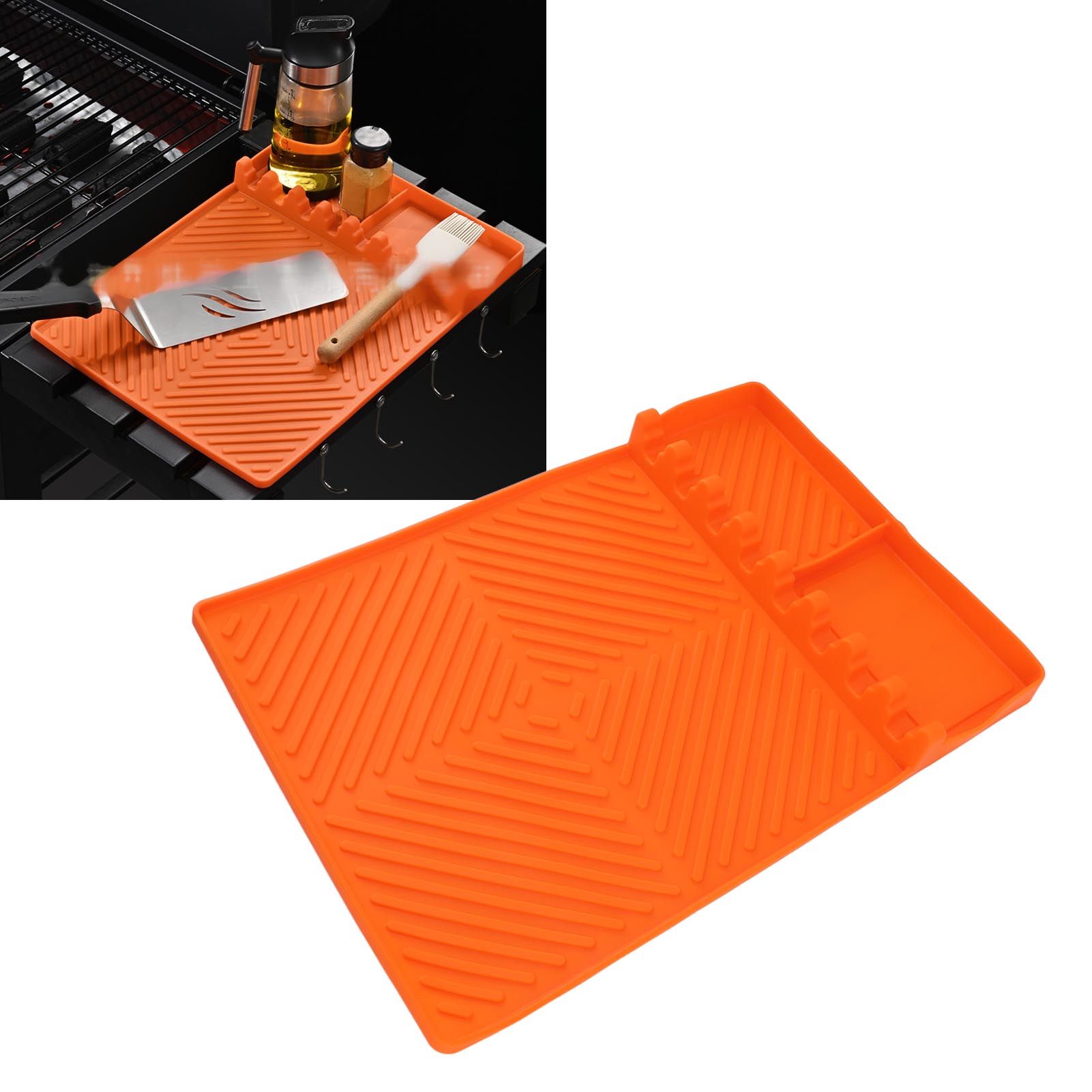 Grill Tools Mat Silicone 8 Slots 16x11.5in Anti Slip Heat Resistant Easy to view 12