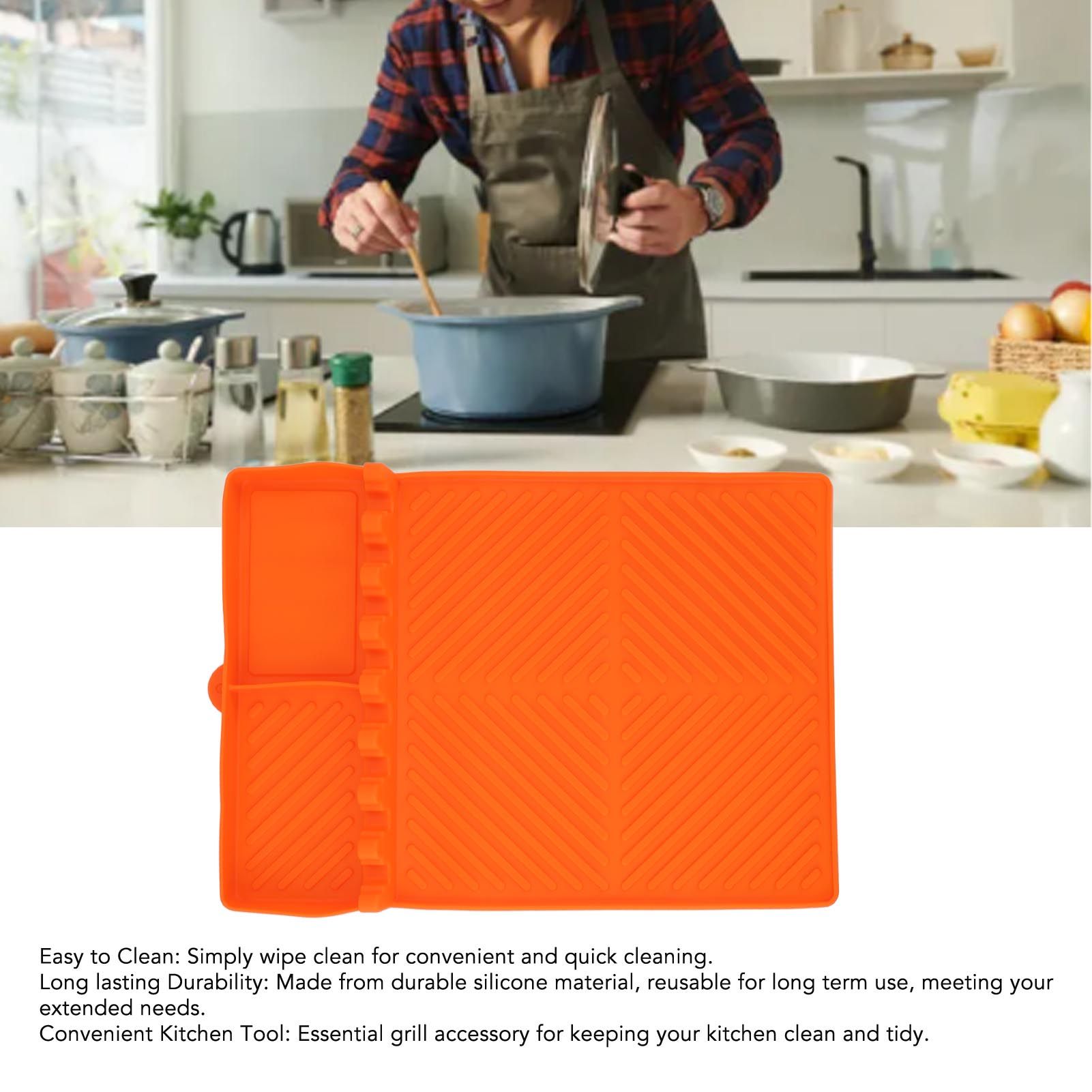 Grill Tools Mat Silicone 8 Slots 16x11.5in Anti Slip Heat Resistant Easy to view 13