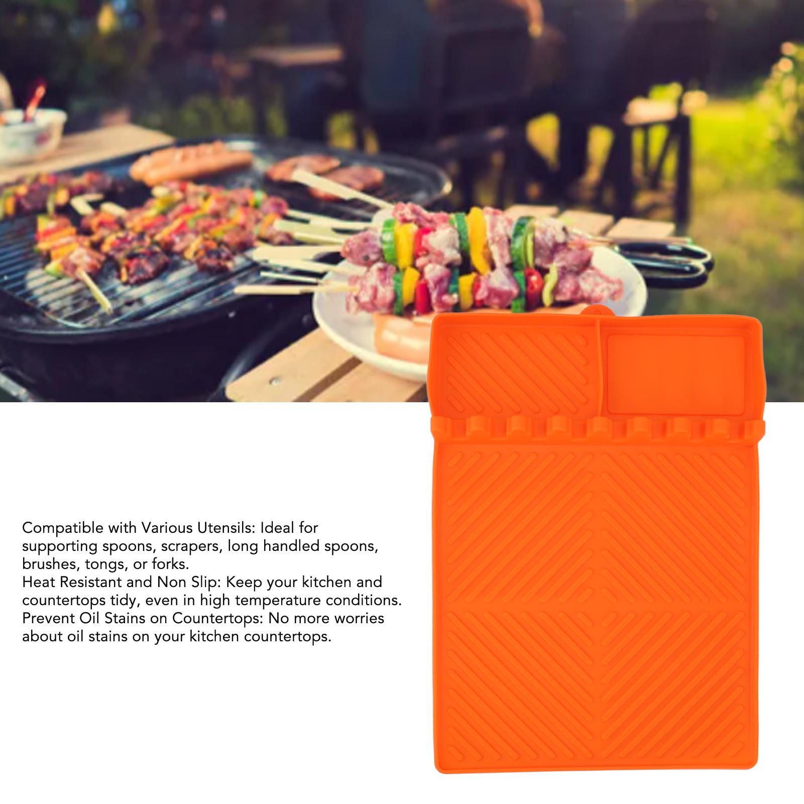 Grill Tools Mat Silicone 8 Slots 16x11.5in Anti Slip Heat Resistant Easy to view 14