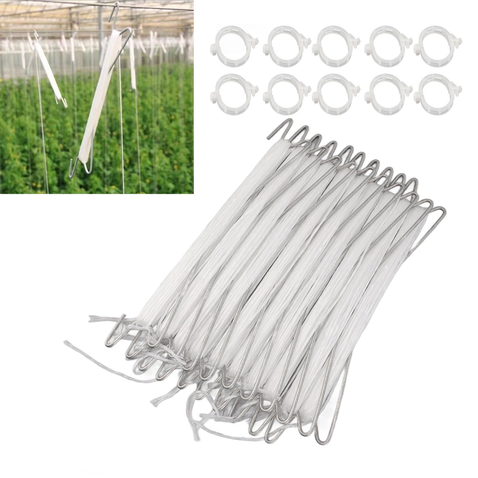 10PCS Tomato Support Hooks with Twine Plant Climbing Clips Stainless Steel view 12
