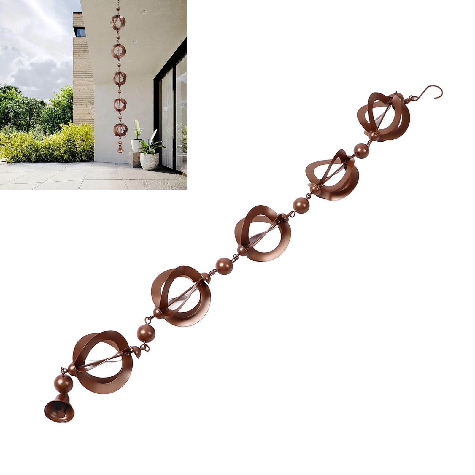 Hanging Rain Chain Metal Decorative Rotating Hollow Rain Chain for Garden view 11