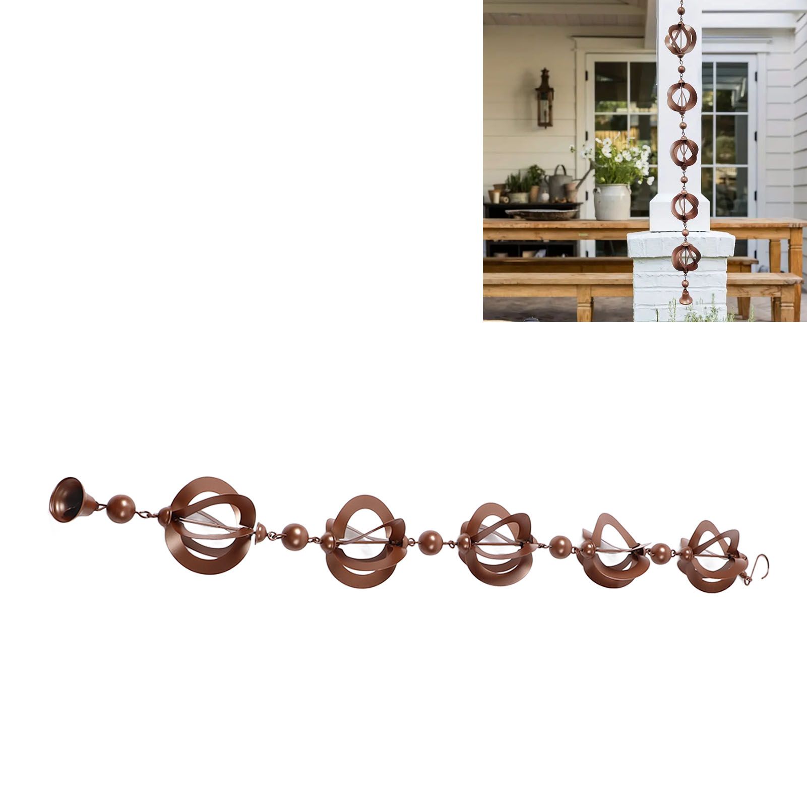 Hanging Rain Chain Metal Decorative Rotating Hollow Rain Chain for Garden view 12