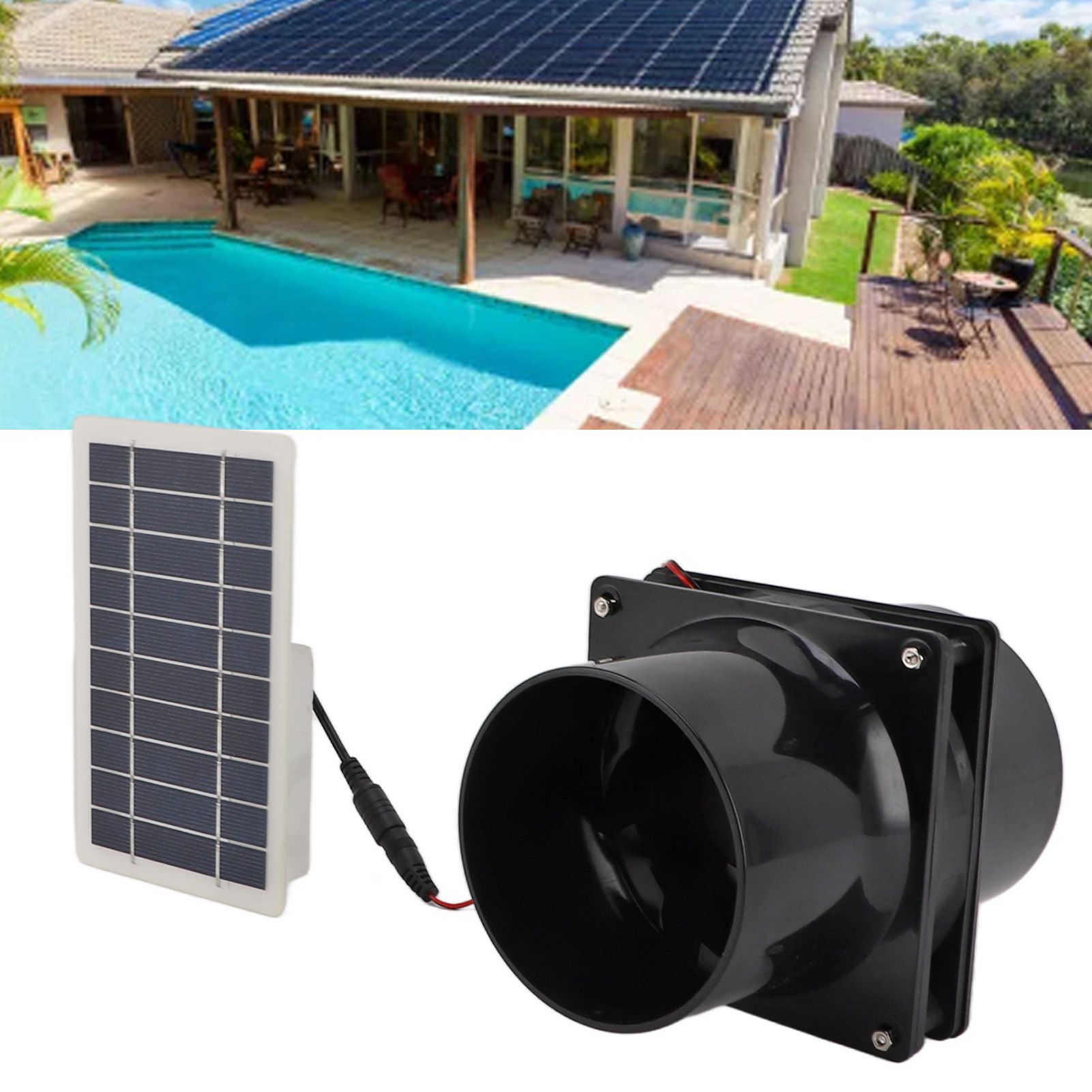 10W 12V Solar Powered Exhaust Fan for Round Pipe ABS Solar Panel Ventilation view 11