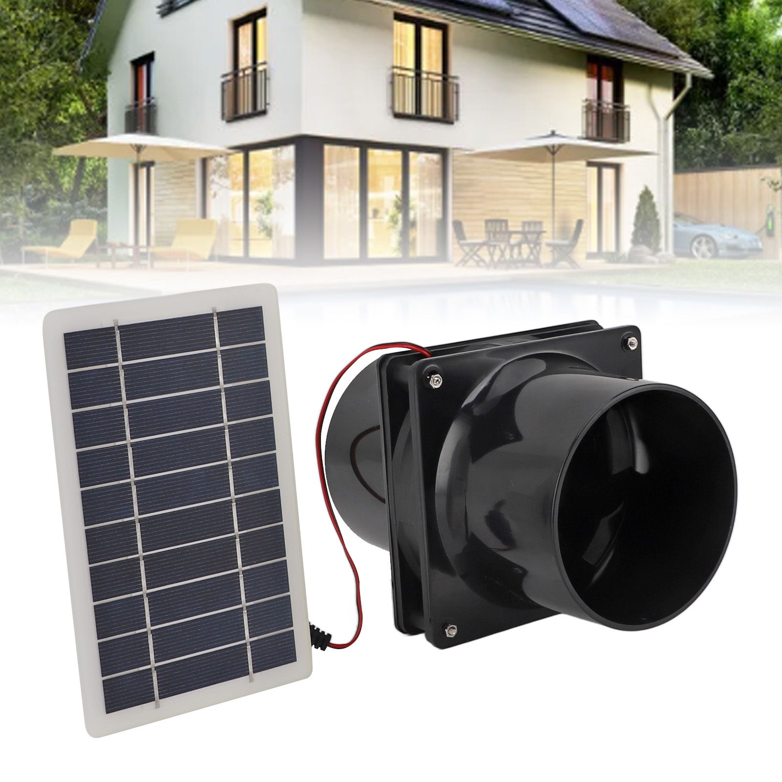 10W 12V Solar Powered Exhaust Fan for Round Pipe ABS Solar Panel Ventilation view 12