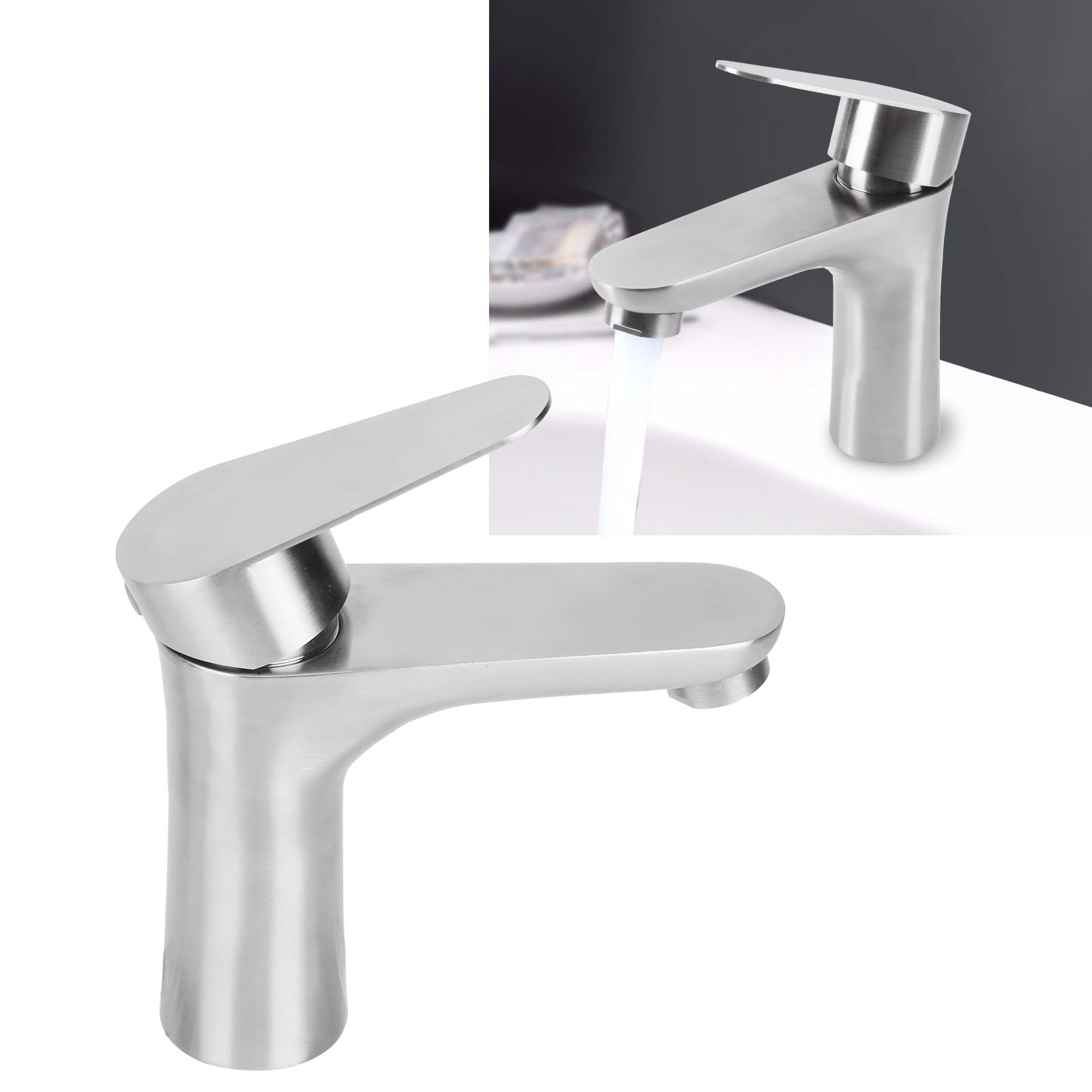 Stainless Steel Hot Cold Faucet Mixer Water Tap Sink Faucet with Single Handle view 11