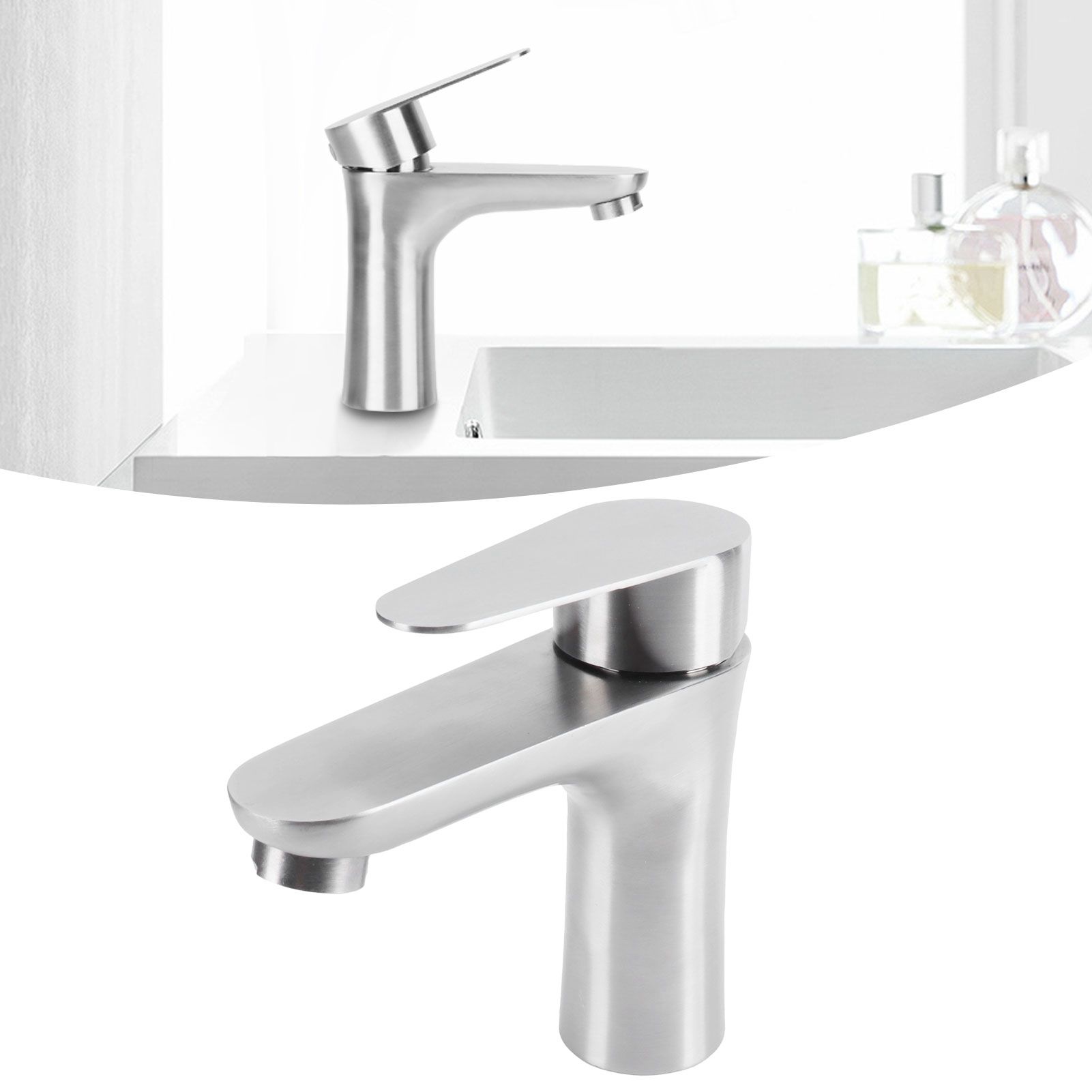 Stainless Steel Hot Cold Faucet Mixer Water Tap Sink Faucet with Single Handle view 12