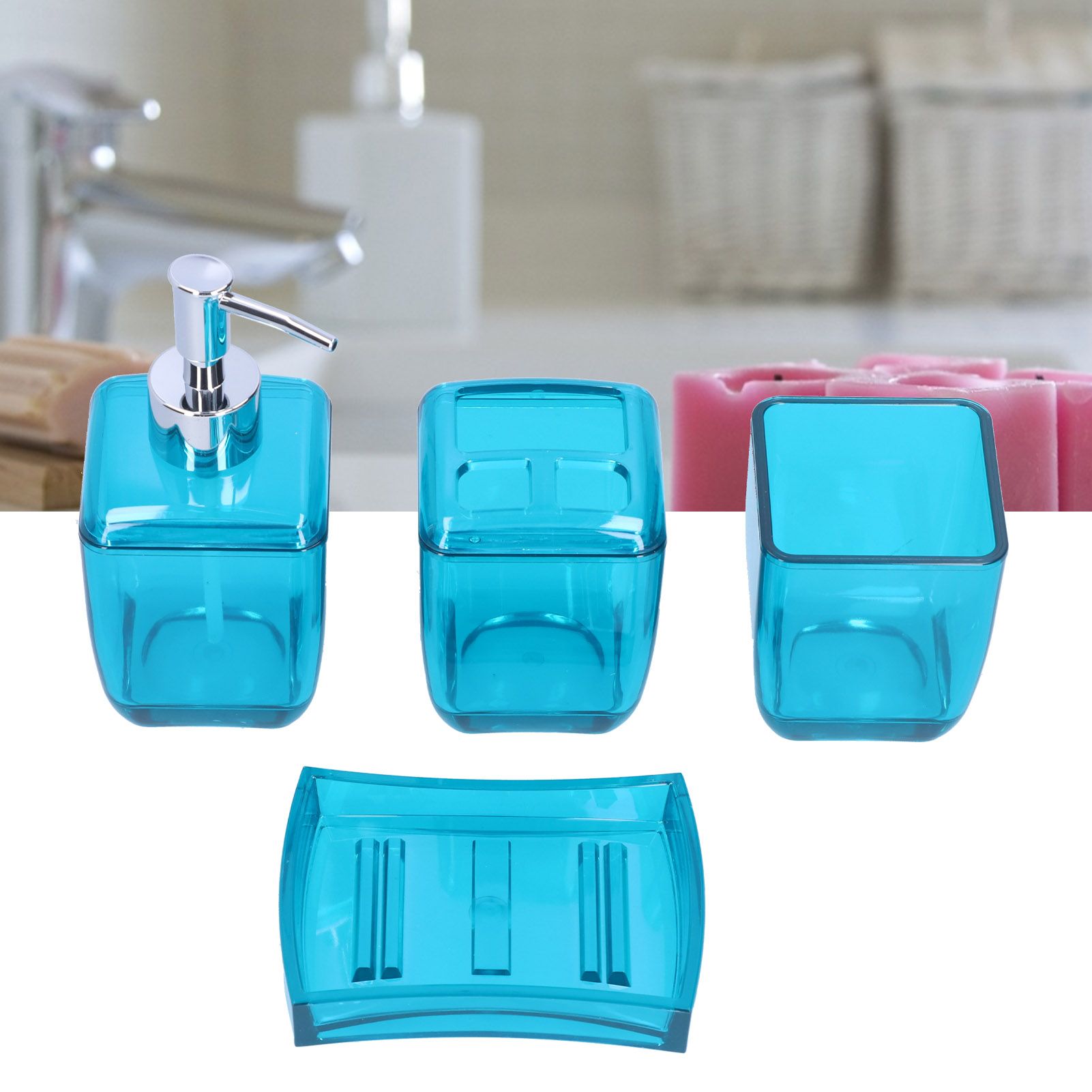 4PCS Bathroom Set Soap Dispenser Toothbrush Holder Wash Cup Soap Dish Bathroom view 12