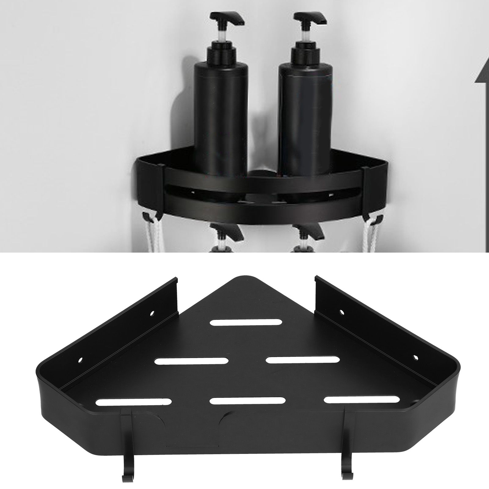 Shower Corner Shelf Aluminum Triangle Single Layer Storage Rack for Bathroom view 11