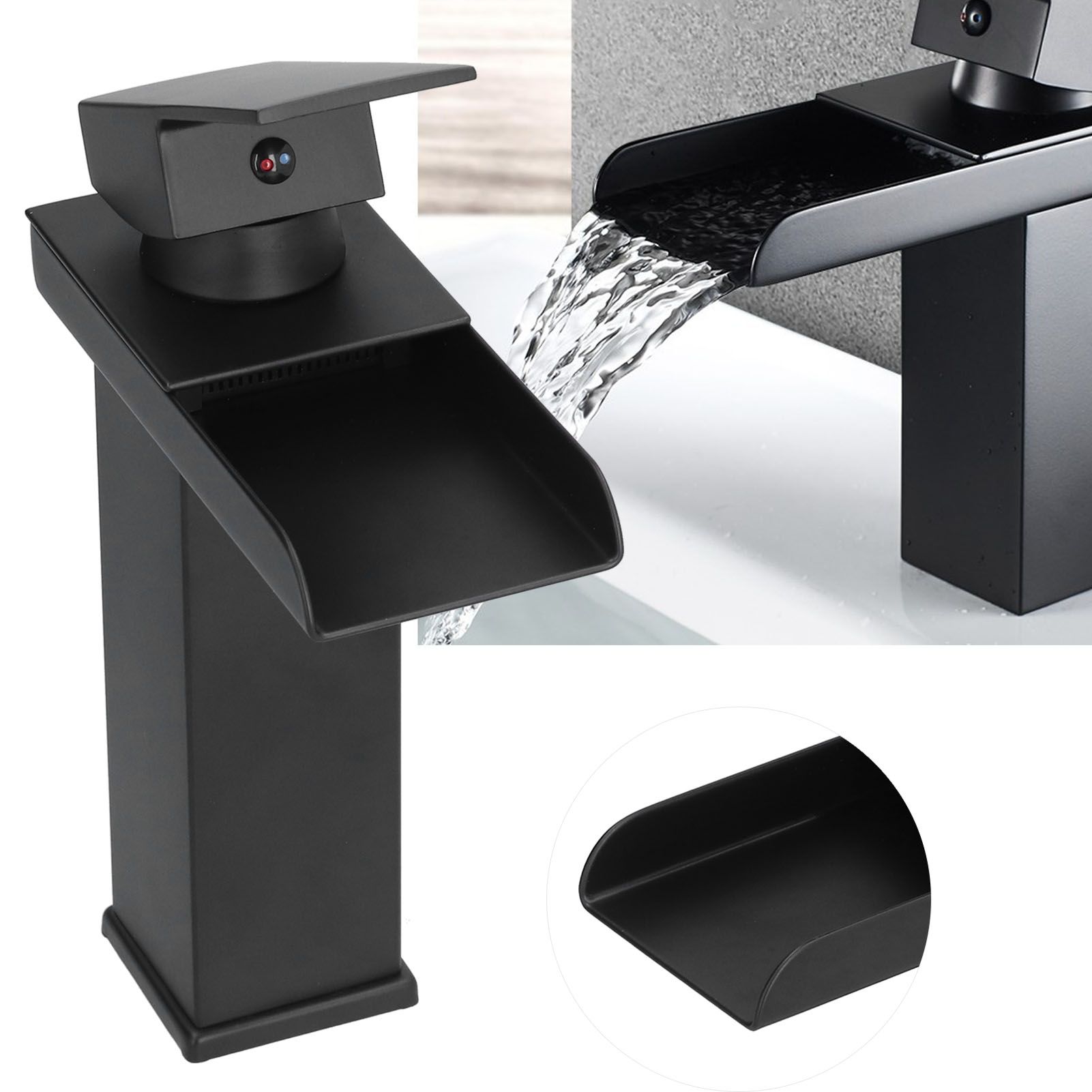 G1/2 Cold Hot Mixer Water Tap Black Faucet with Long Handle for Bathroom Hotel view 11