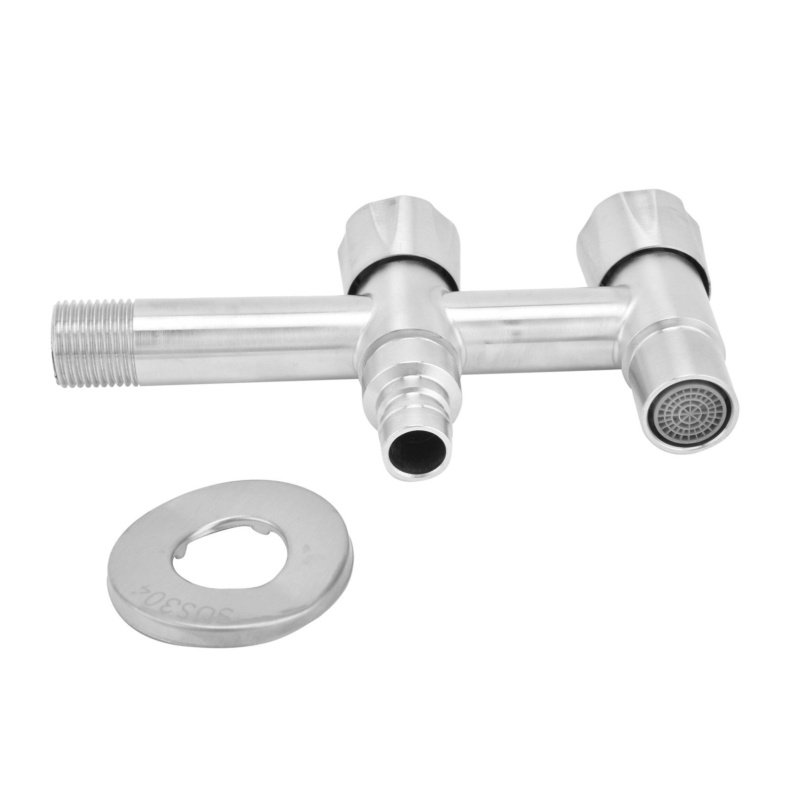 G1/2 Stainless Steel Faucet 1 Inlet 2 Outlet Washing Machine Water Tap for