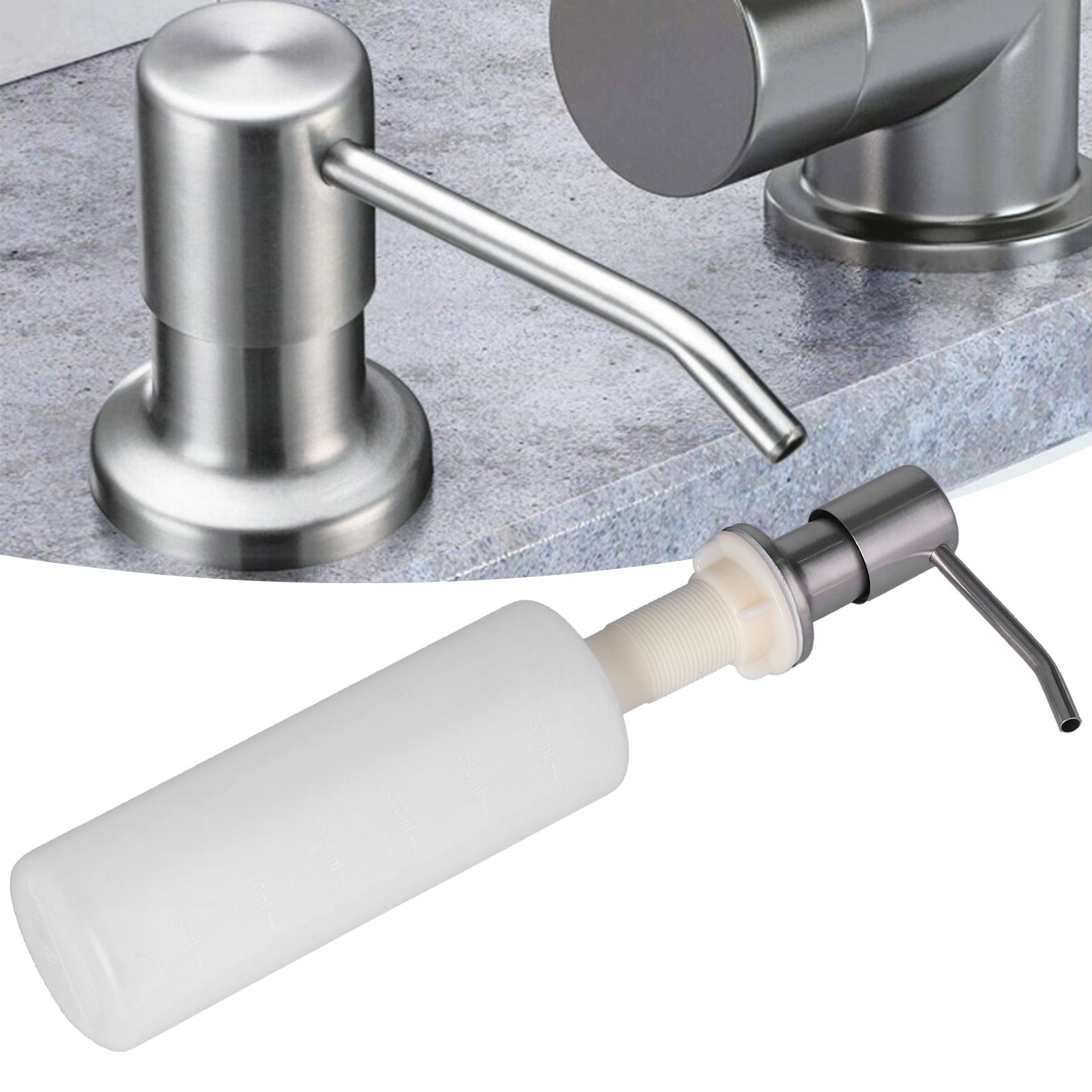 Sink Soap Dispenser Stainless Steel Press Head 300ML Soap Lotion Container view 11