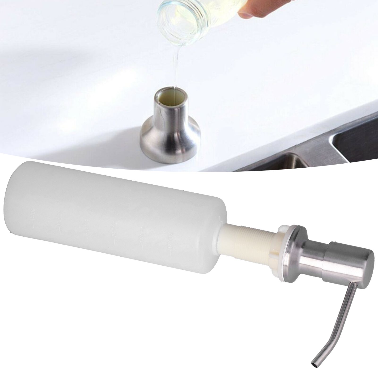Sink Soap Dispenser Stainless Steel Press Head 300ML Soap Lotion Container view 12