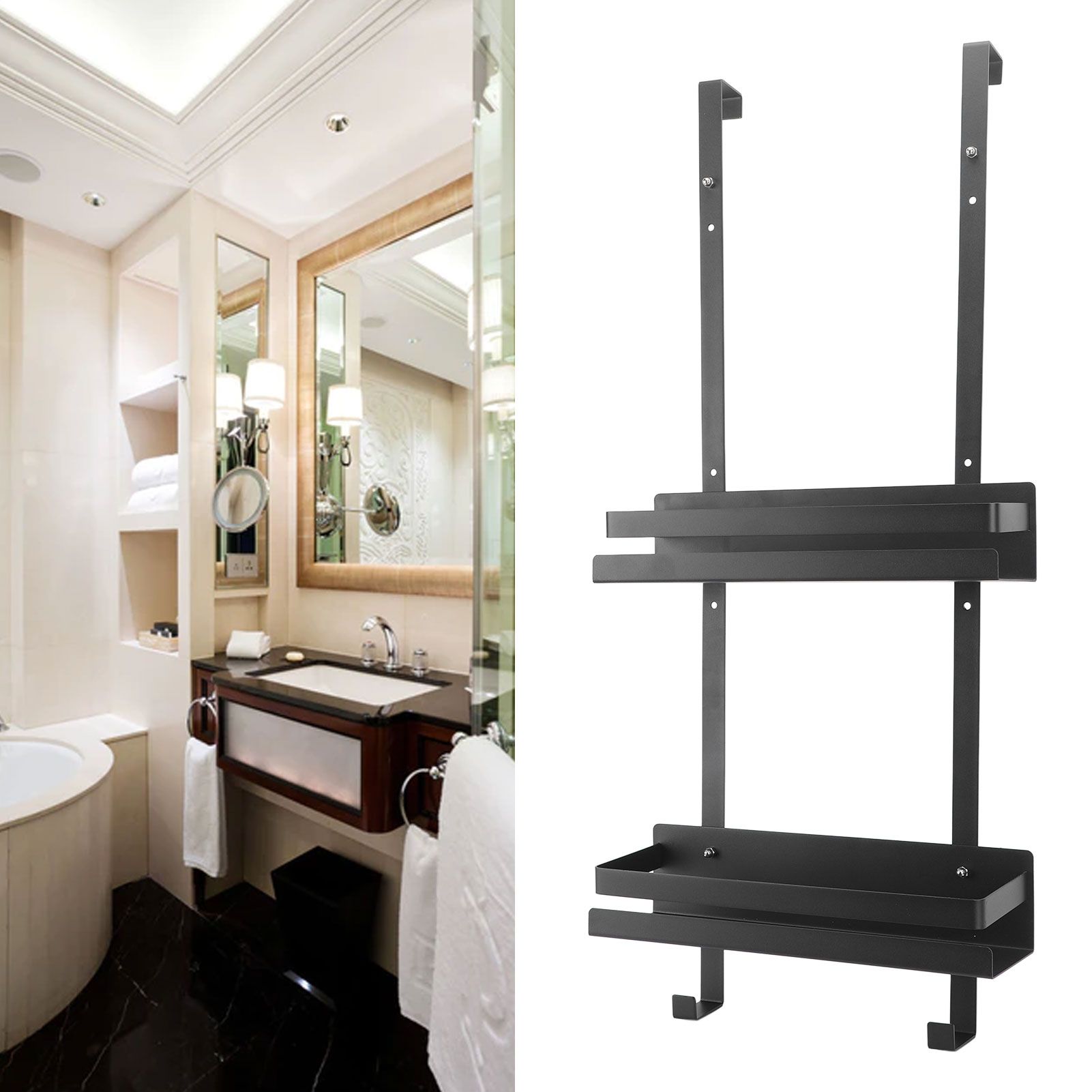 Wall Shower Shelf Large Space Metal Hanging Shower Organizer Rack with Suction view 12
