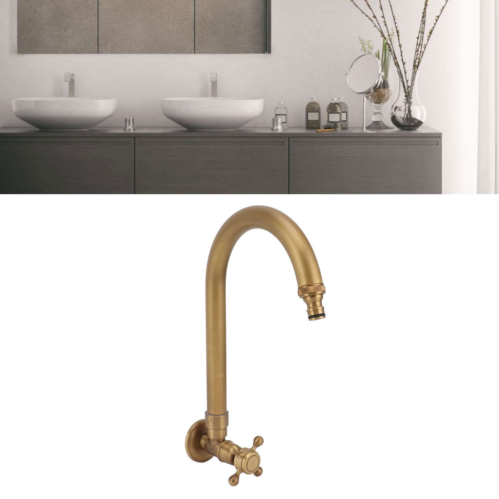 Garden Outdoor Faucet Antique In Wall Frost Crack Prevention 360 Degree view 12
