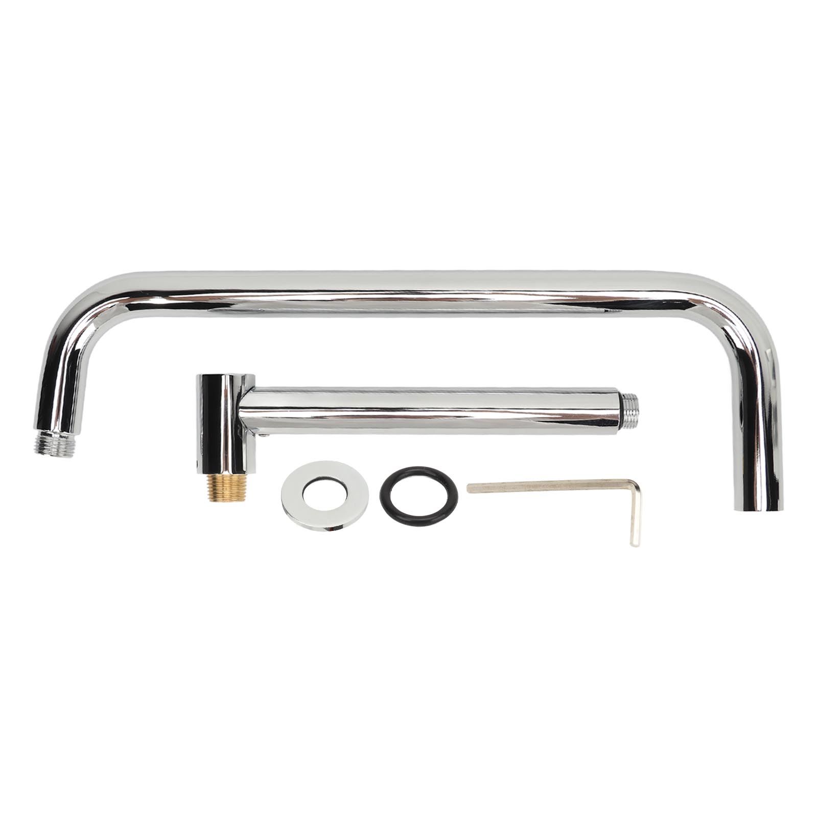 Shower Head Extension with Flange S Shape Shower Arm Wall Mount Rotatable