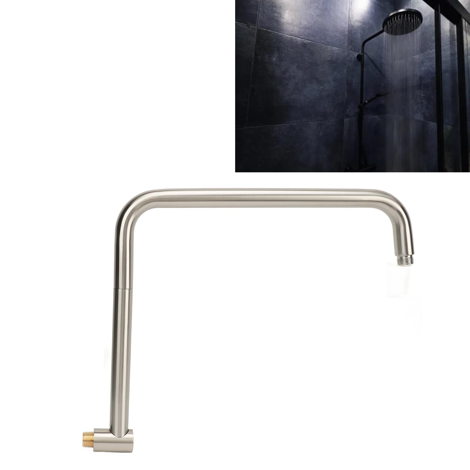 Shower Head Extension with Flange S Shape Shower Arm Wall Mount Rotatable view 12