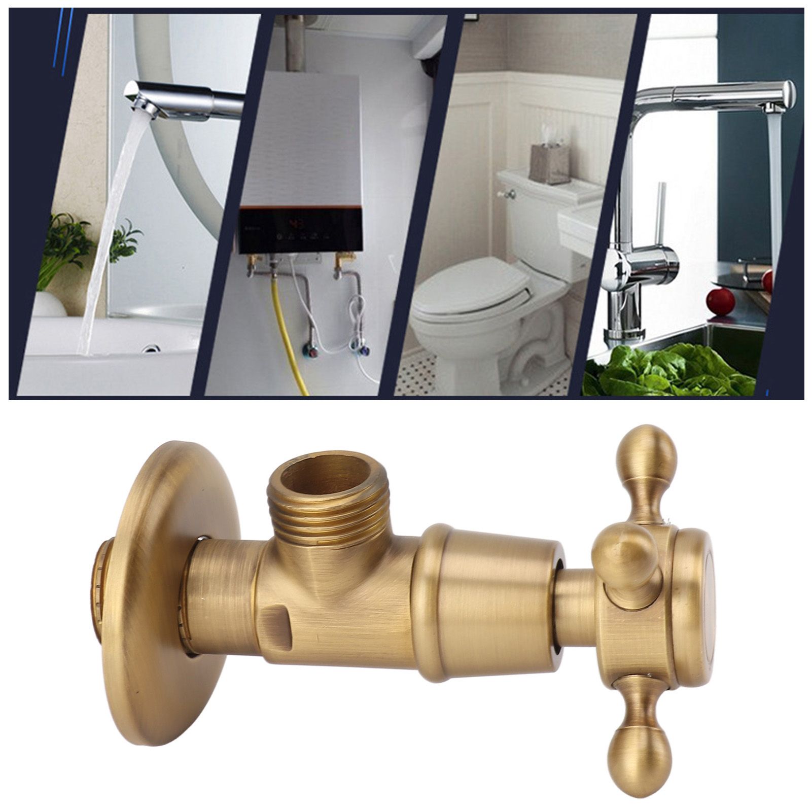 Solid Brass Angle Stop Valve Retro Thickened Cold Hot Triangle Valve Explosion view 11