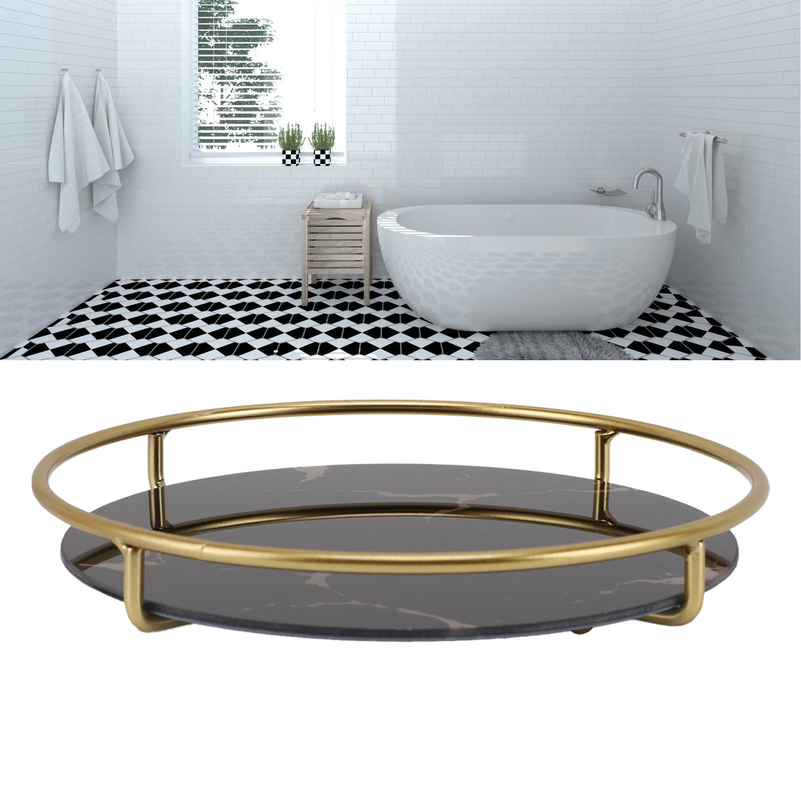 Bathroom Tray Skid Resistant Bathroom Vanity Tray Stylish Elegant Countertop view 11