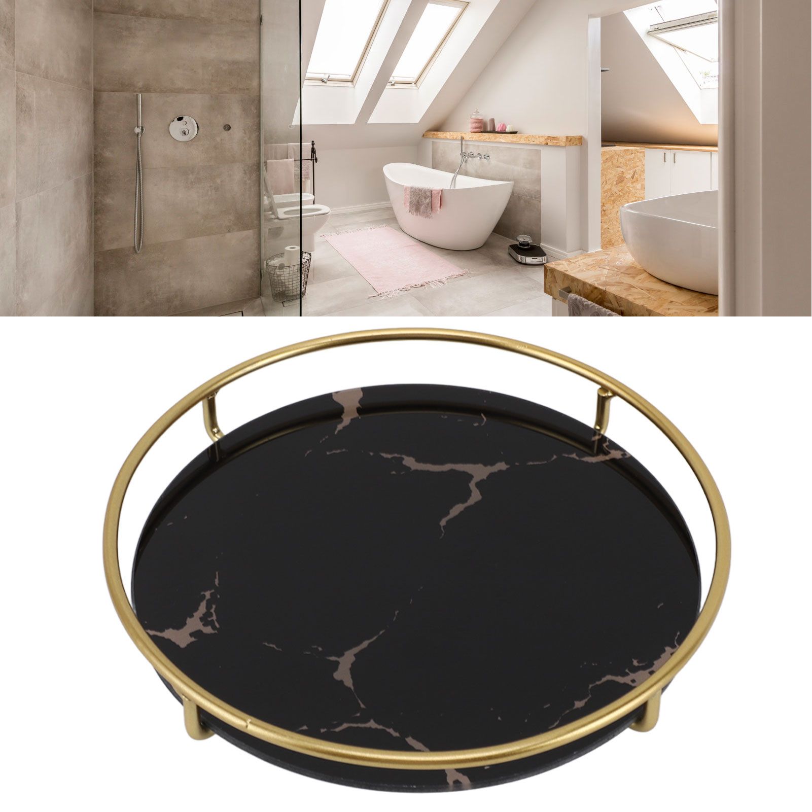 Bathroom Tray Skid Resistant Bathroom Vanity Tray Stylish Elegant Countertop view 12