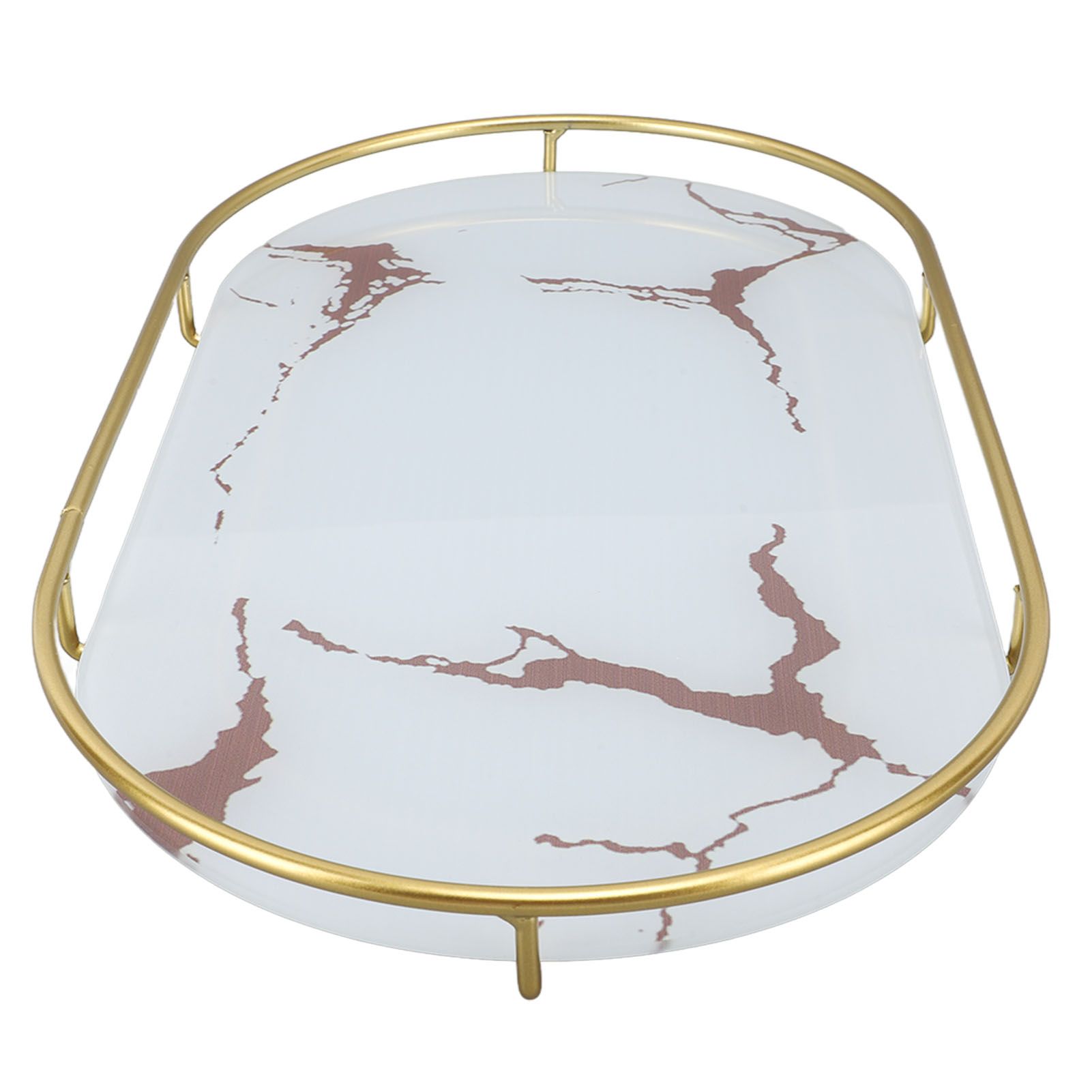 Bathroom Storage Tray Light Luxury Decorative Golden Texture Oval Bathroom view 4