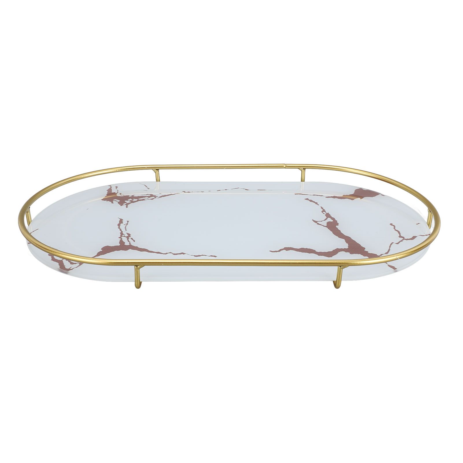 Bathroom Storage Tray Light Luxury Decorative Golden Texture Oval Bathroom view 9