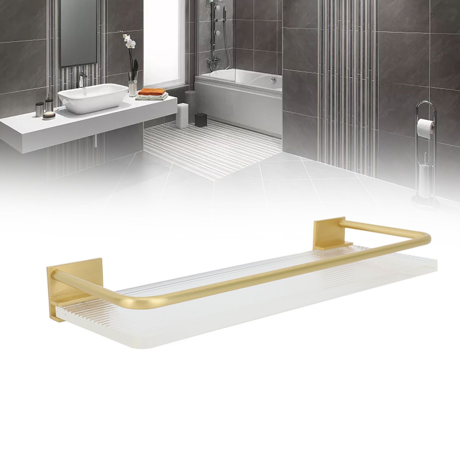 30cm Bathroom Wall Mounted Shelf Space Aluminum Acrylic Towel Rack Bathroom view 11