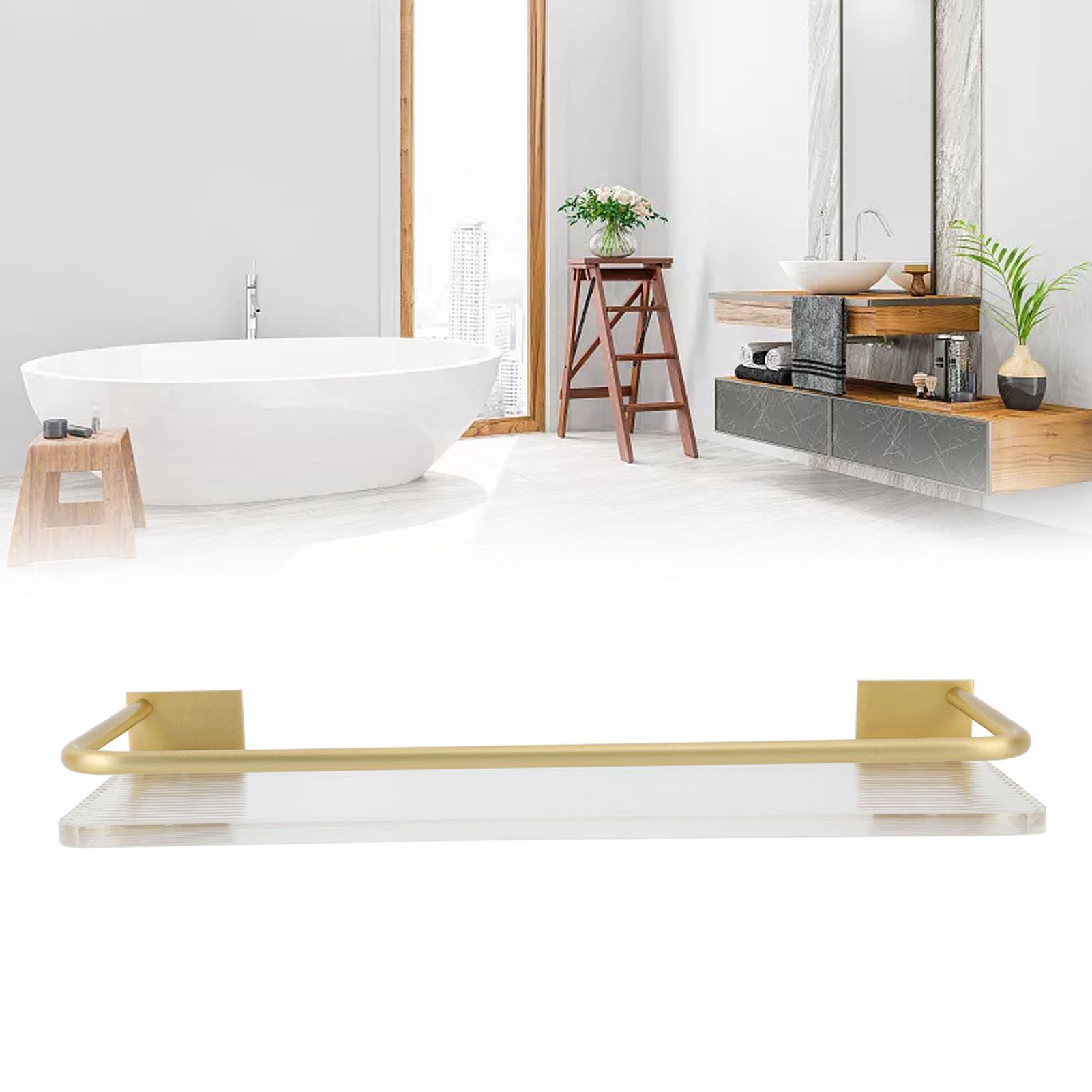 30cm Bathroom Wall Mounted Shelf Space Aluminum Acrylic Towel Rack Bathroom view 12